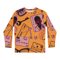Vintage Polaroid Collage Long Sleeve Shirt — Retro Camera & Keys All-Over Print