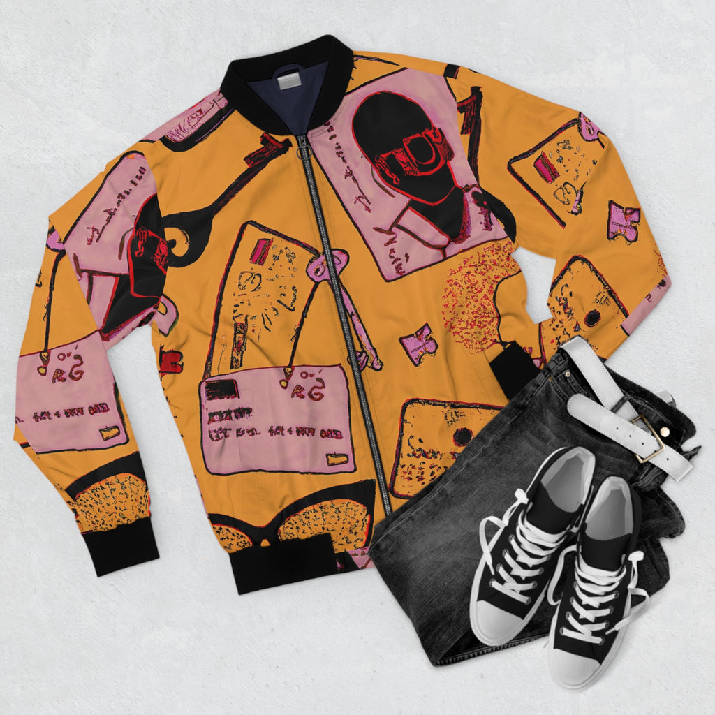 Vintage Notes Pattern Bomber Jacket