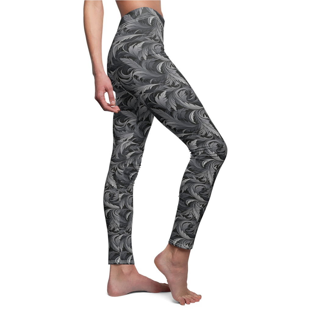 Women's Patterned Leggings — Monochrome Swirl All-Over Print