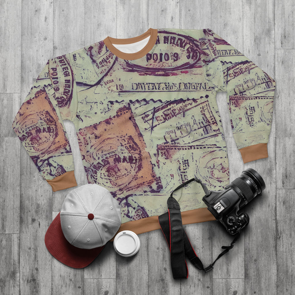 Passport Stamp Pattern Sweatshirt