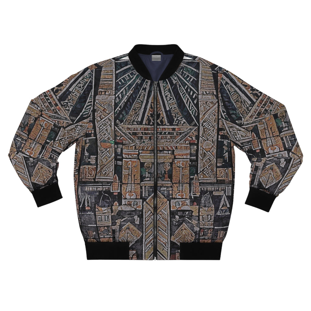 Egyptian Hieroglyph Pattern Bomber Jacket