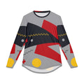 Men's Long Sleeve UV Shirt"UPF 50+" protection — Abstract Geometric Red & Gray AOP