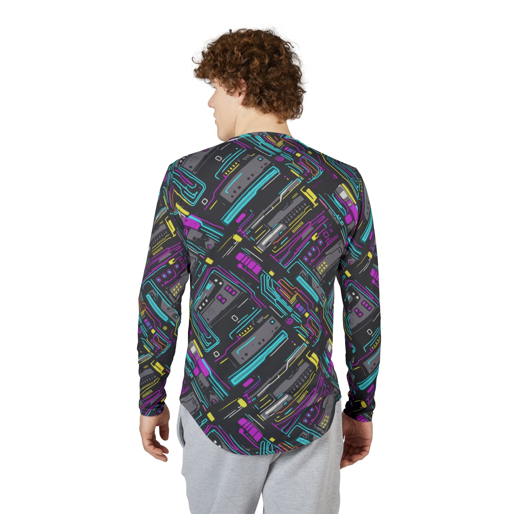 Retro Cassette Pattern Long Sleeve Shirt "UPF 50+" protection — UV Protection