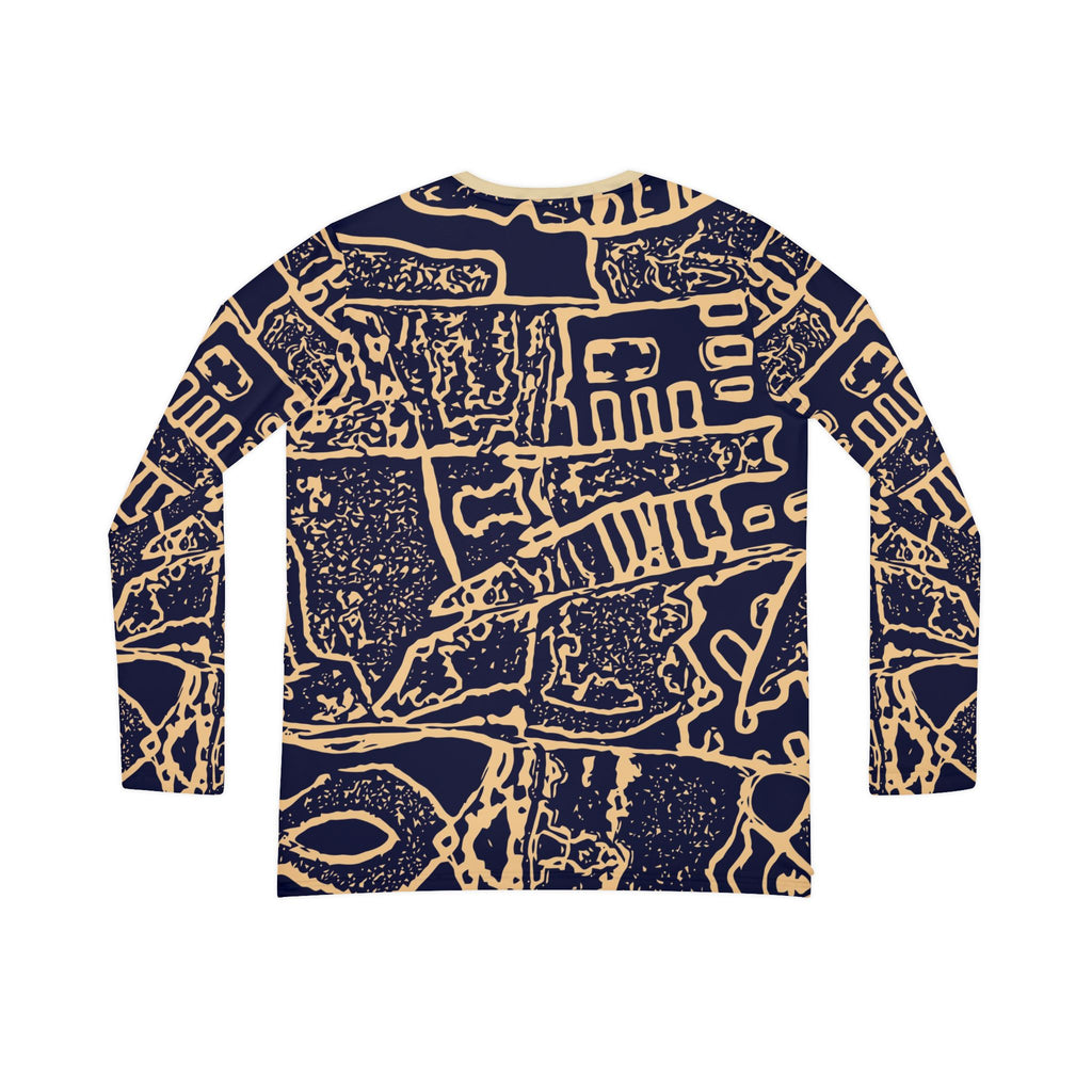 Abstract Navy & Beige V-Neck Long Sleeve Shirt