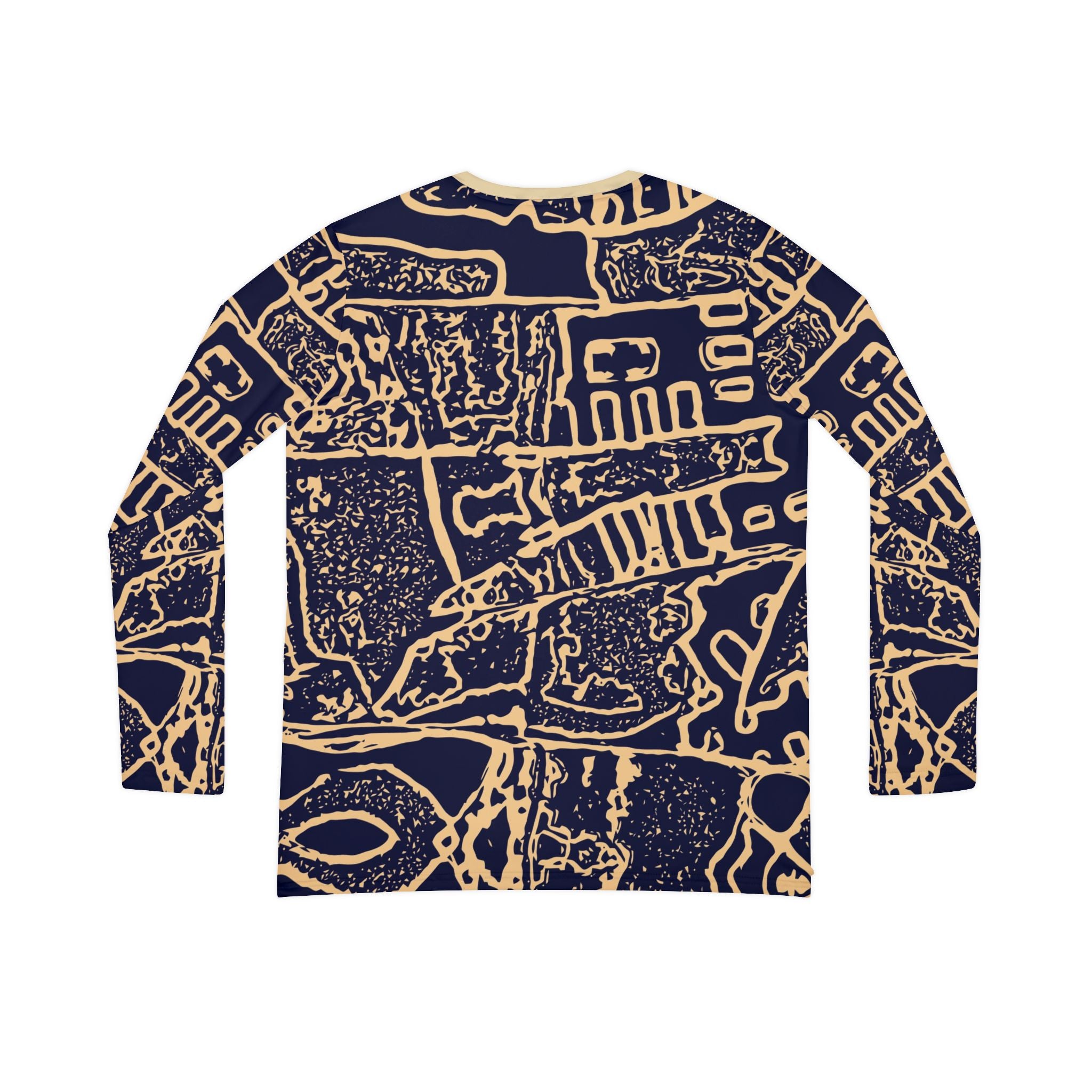 Abstract Navy & Beige V-Neck Long Sleeve Shirt