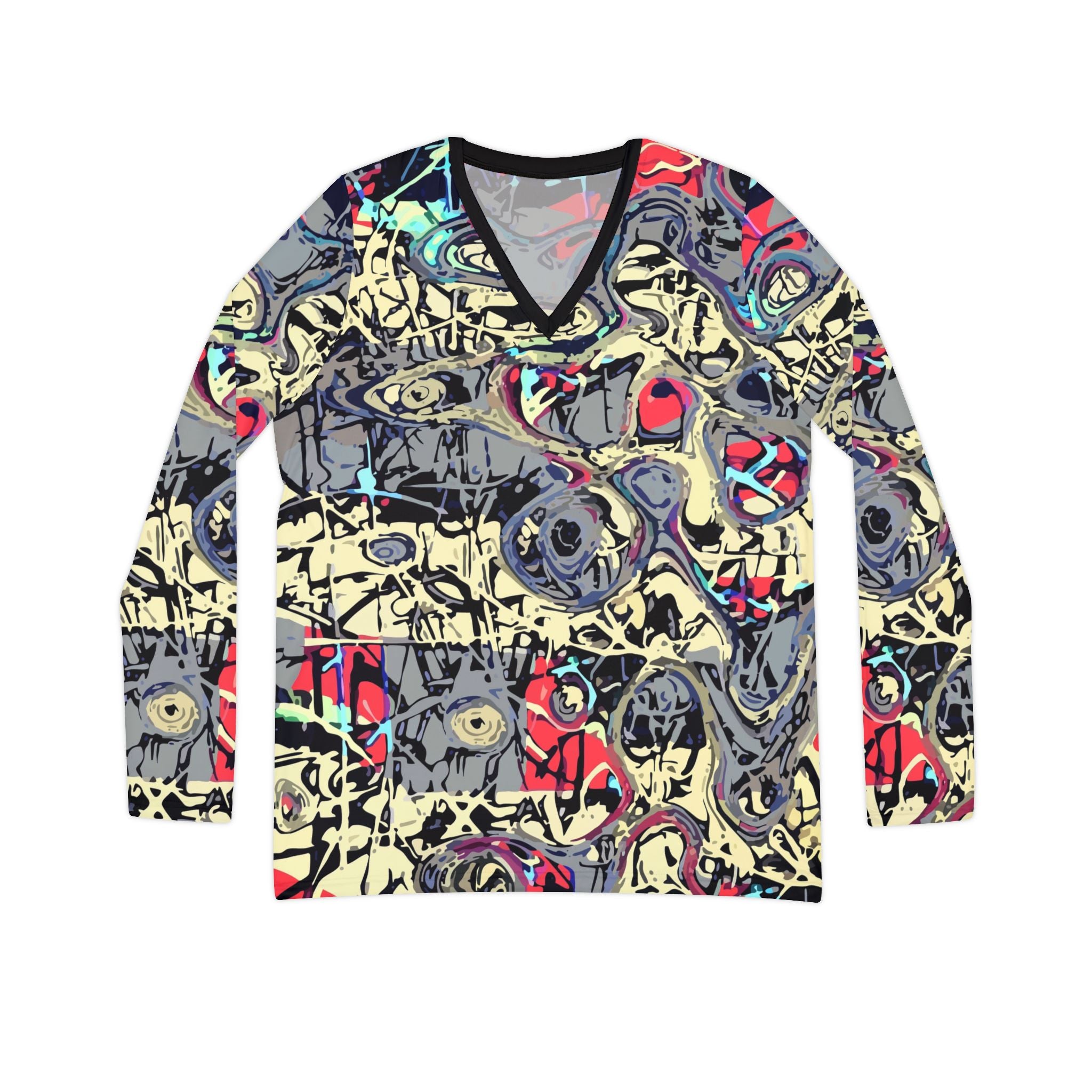Abstract Graffiti V-Neck Long Sleeve