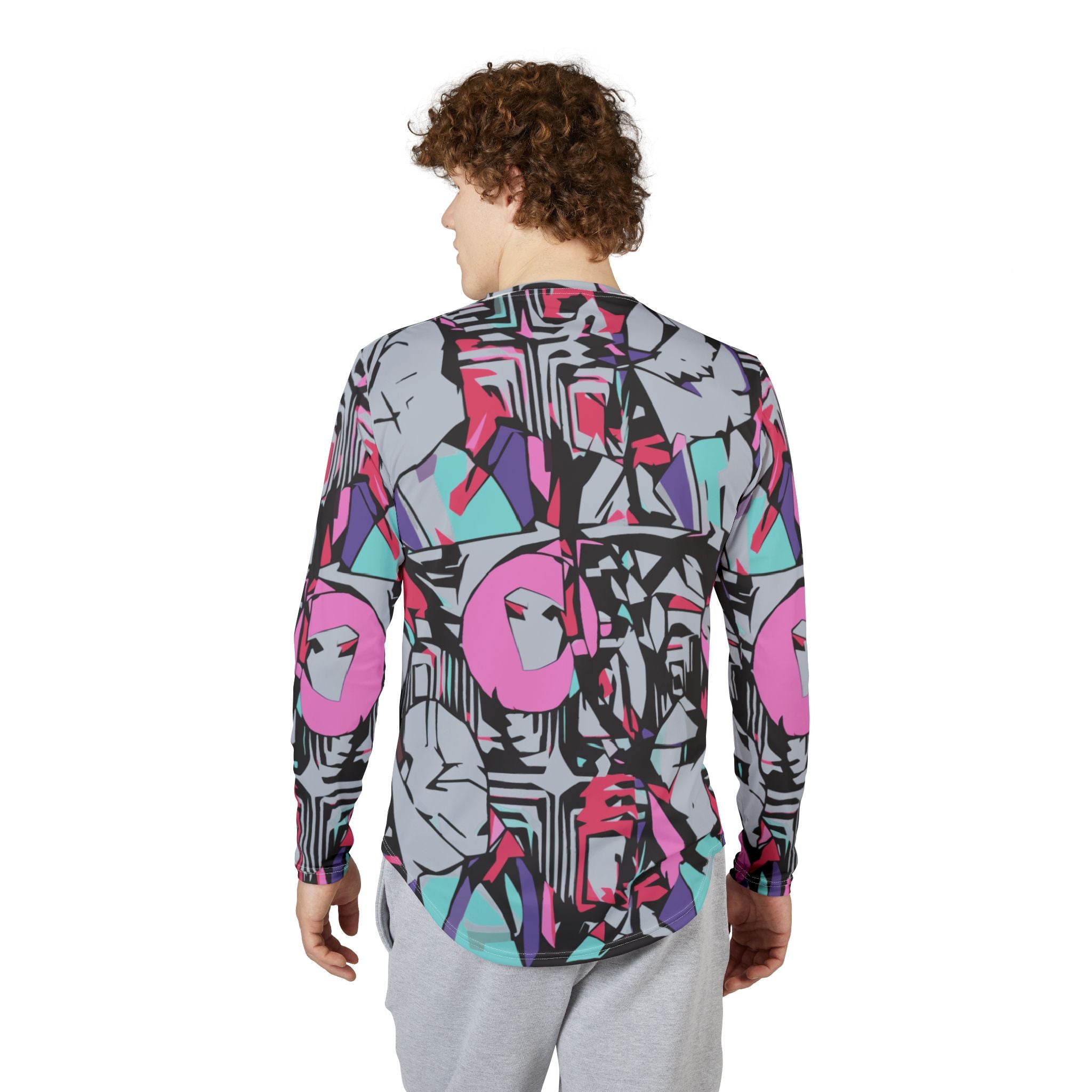 Men's UV Long Sleeve Shirt "UPF 50+" protection — Abstract Retro Graffiti Print