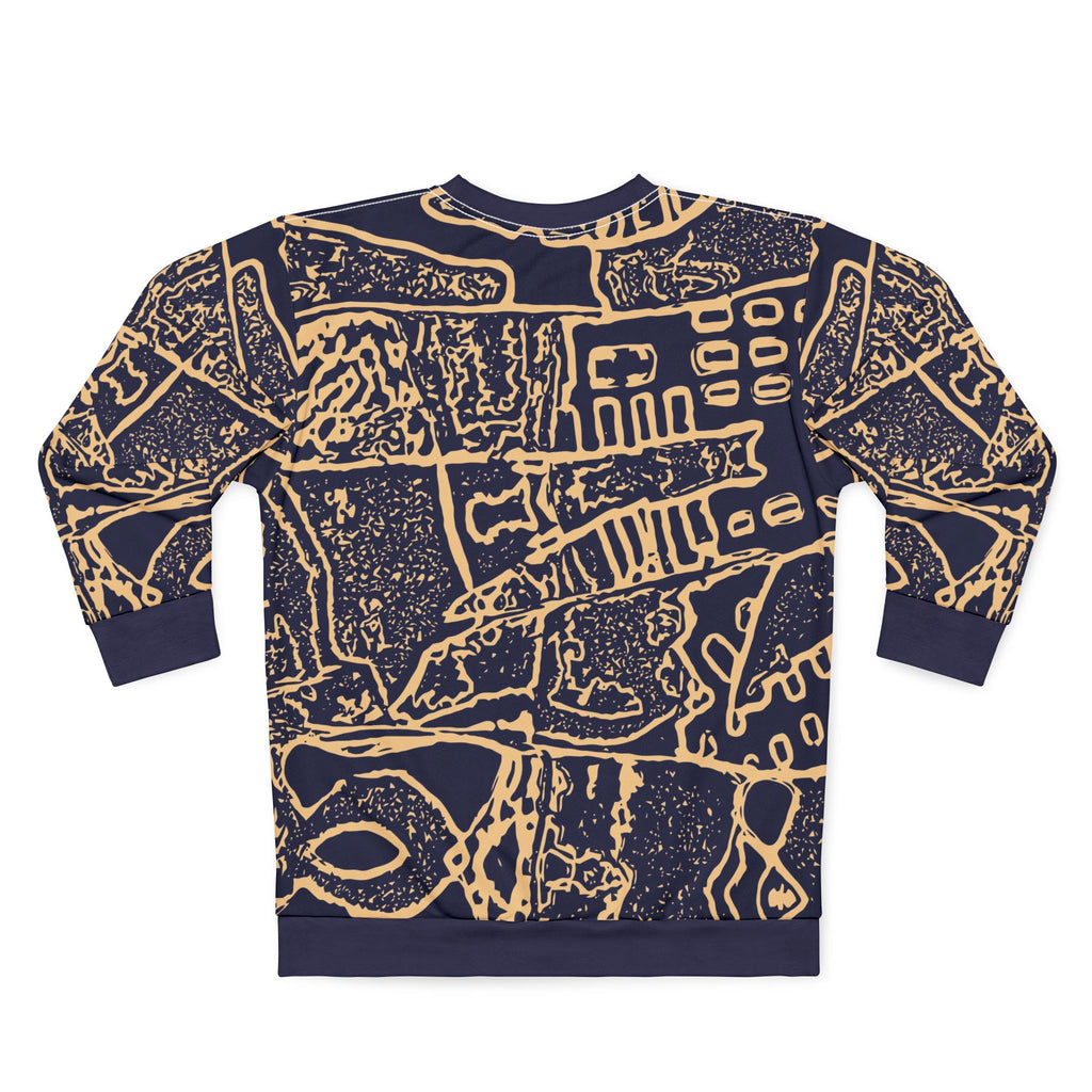 Sweat-shirt à imprimé abstrait bleu marine et doré — Motif géométrique