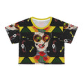 Abstract Retro Face Crop Tee — Colorful Pop Art Sunglasses Design