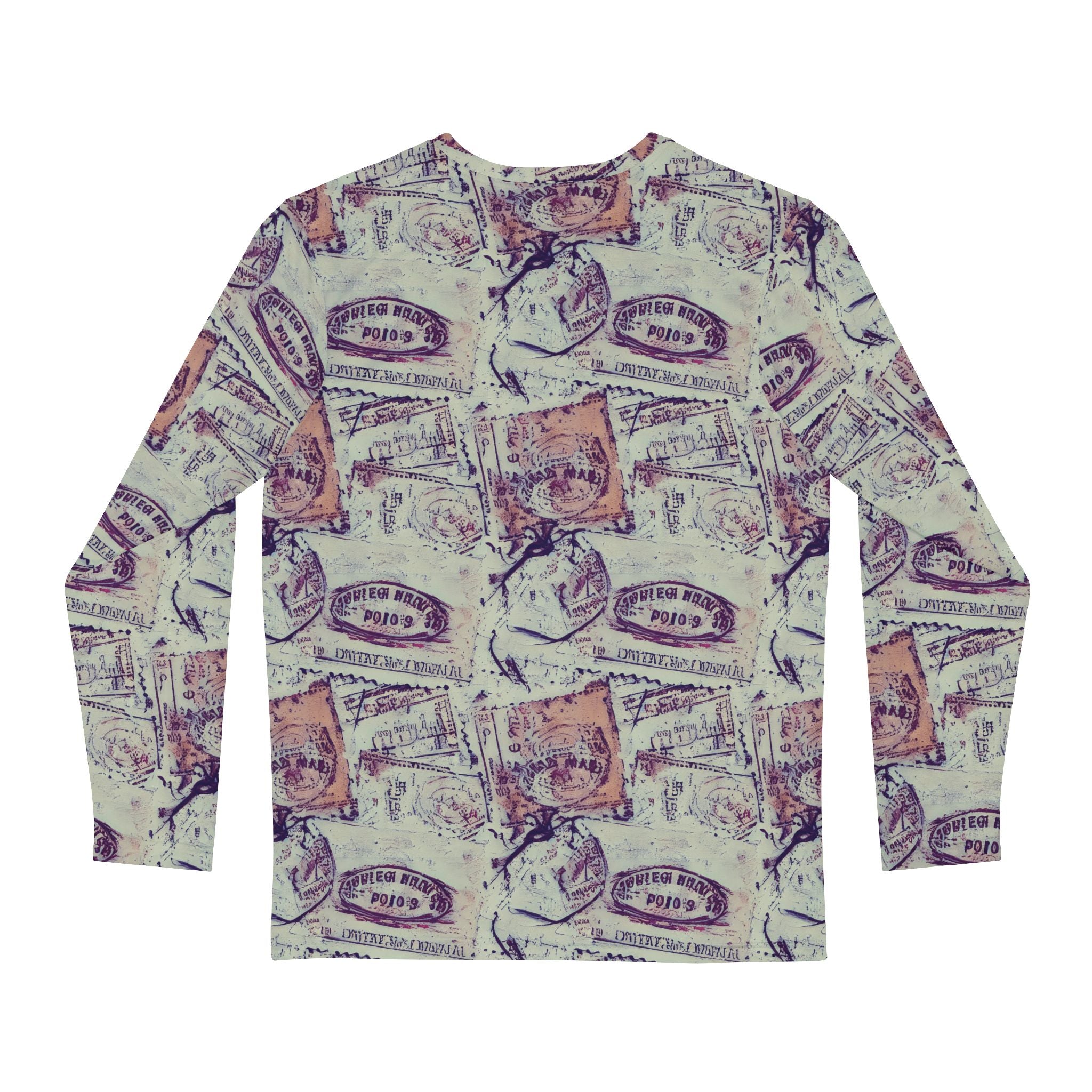 Vintage Passport Stamp All-Over Print Long Sleeve Shirt