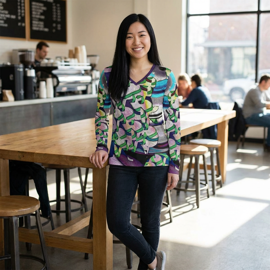 Women's Long Sleeve V-neck Shirt (AOP)