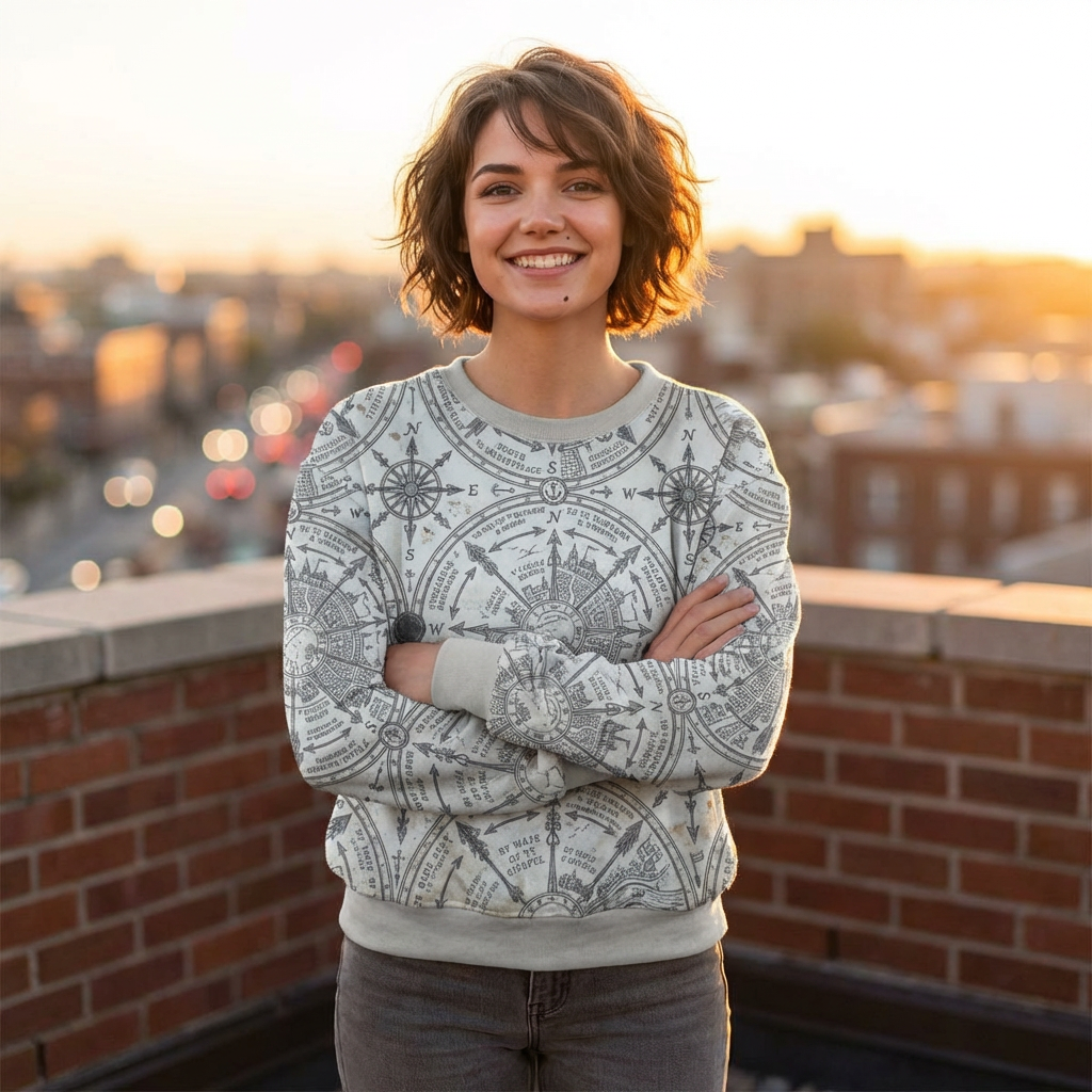 Vintage Compass Pattern Sweatshirt