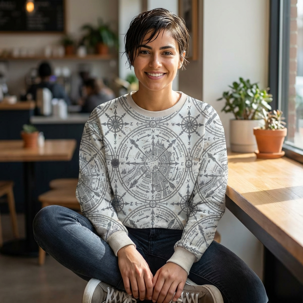 Vintage Compass Pattern Sweatshirt