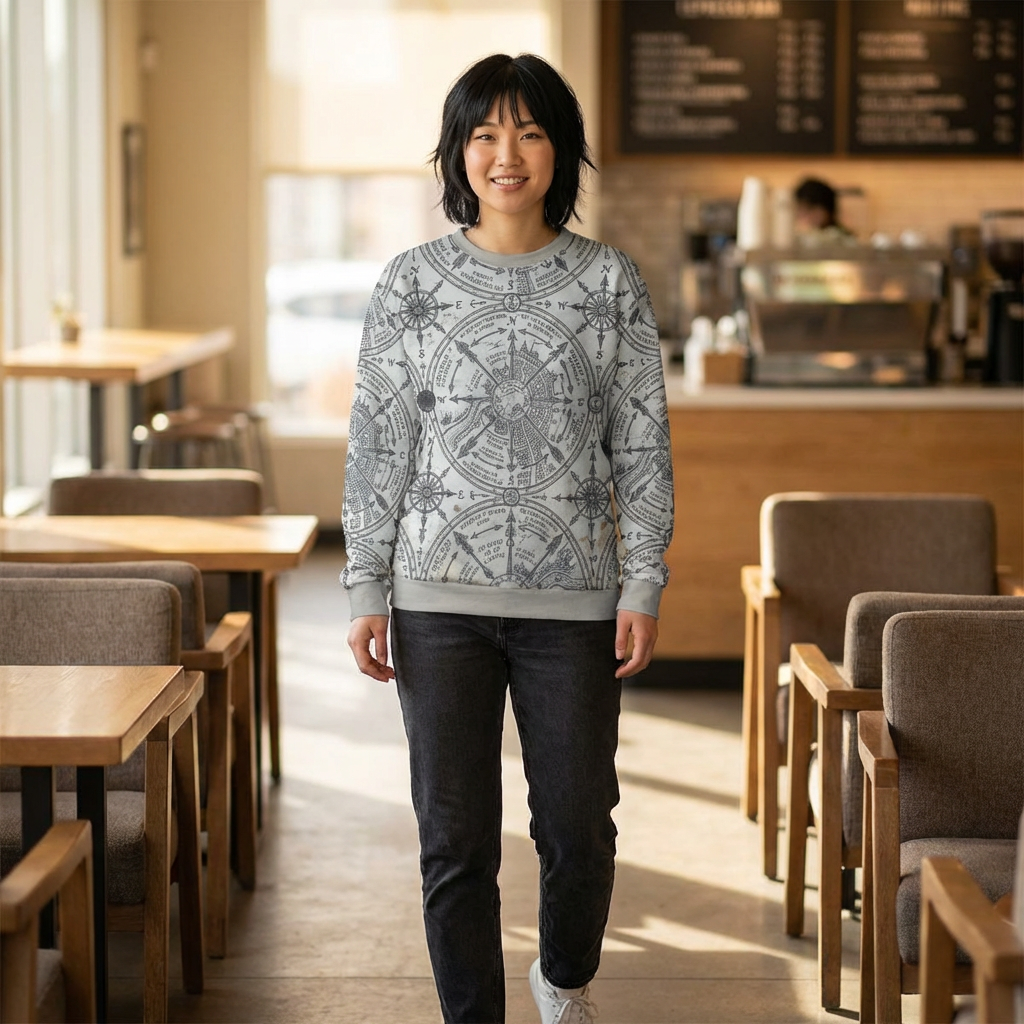 Vintage Compass Pattern Sweatshirt