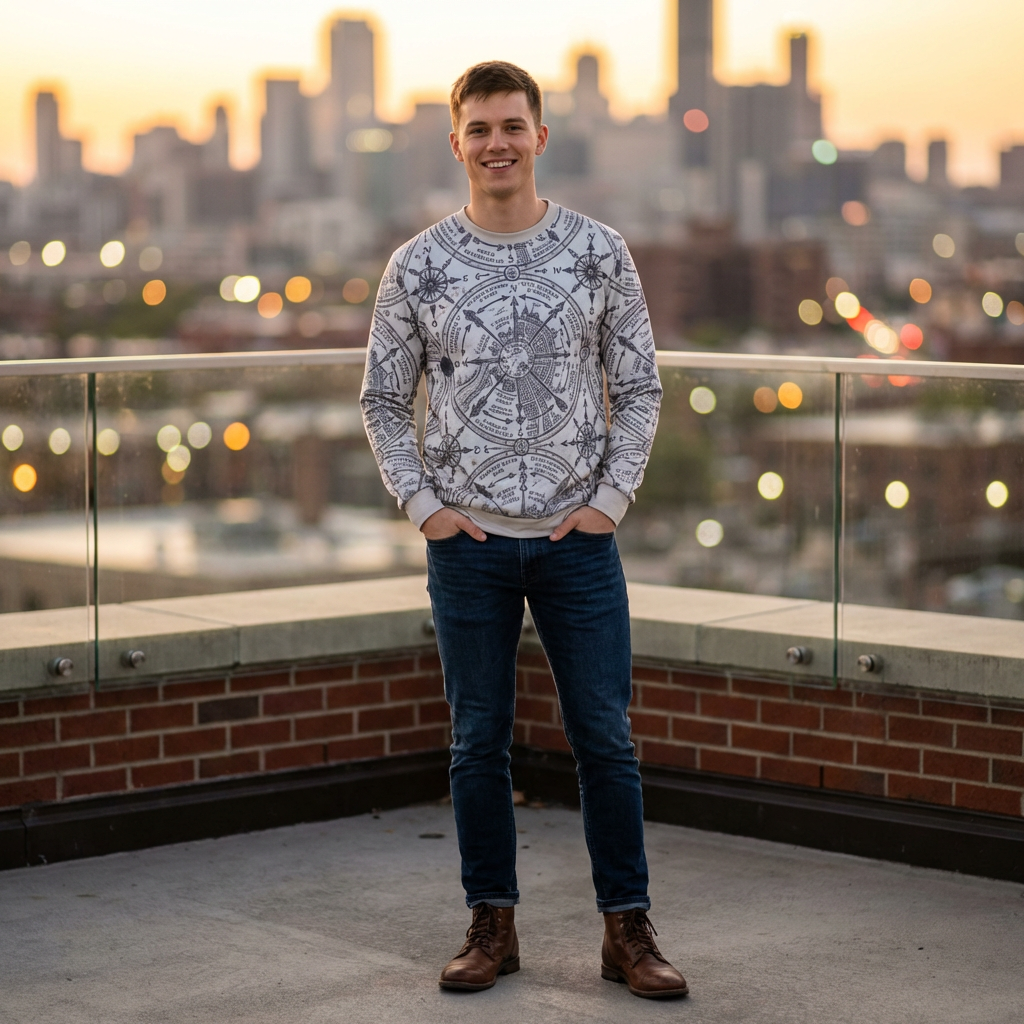 Vintage Compass Pattern Sweatshirt