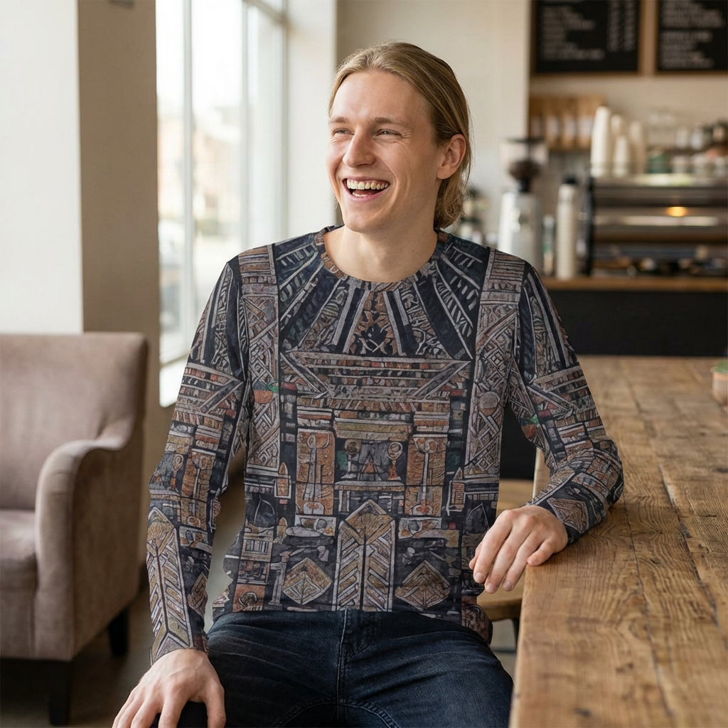 Tribal Geometric All-Over Print Long Sleeve Shirt