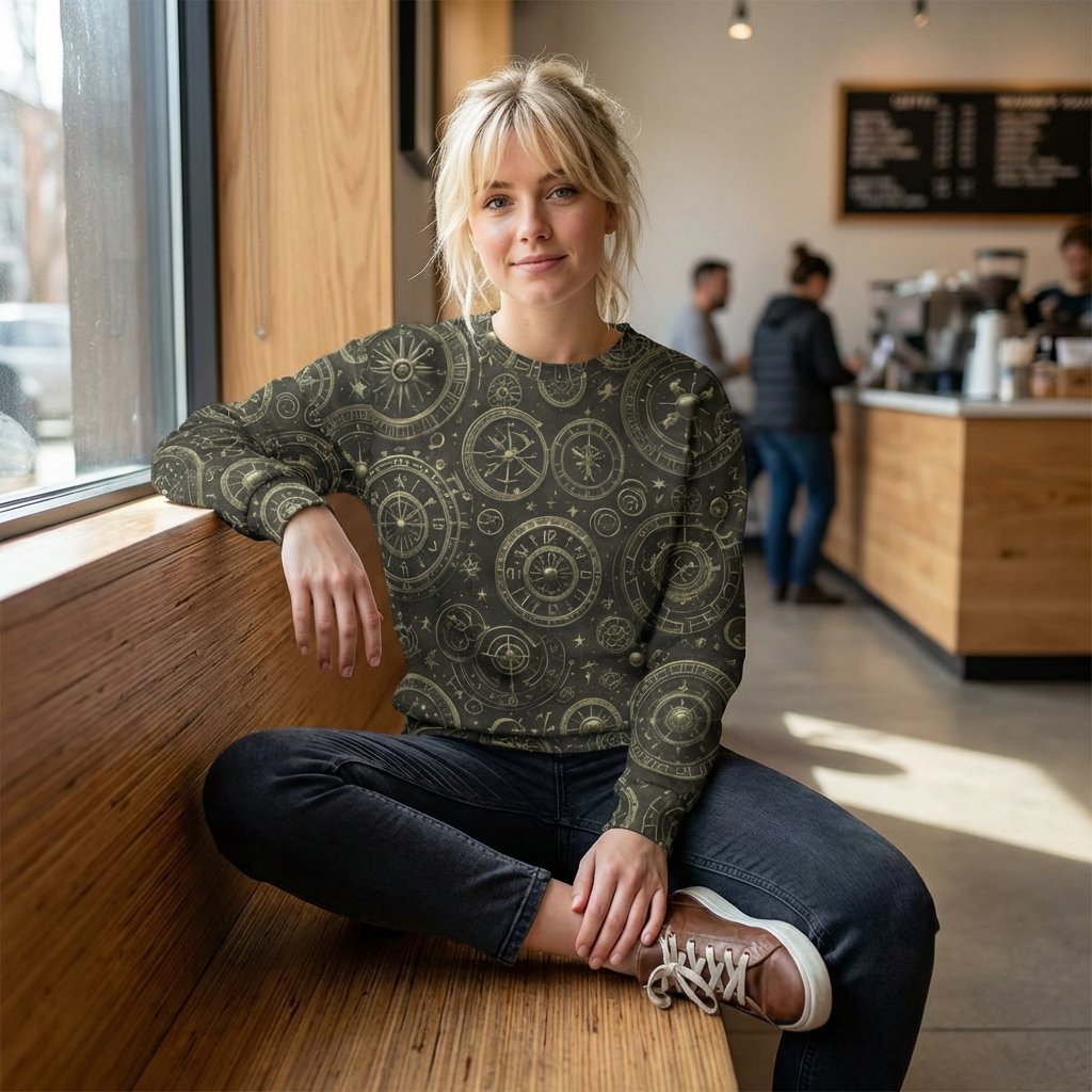 Astrolabe Compass Pattern Sweatshirt