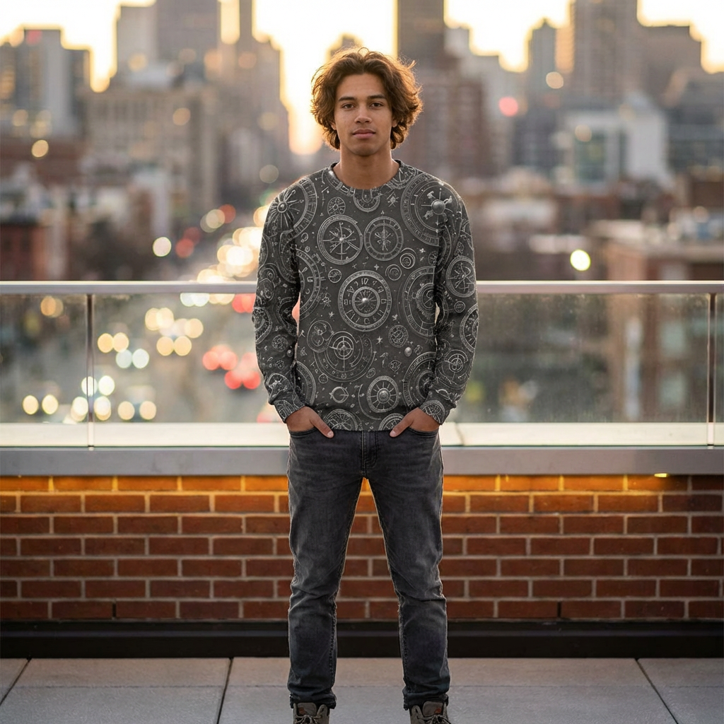 Compass Gear Sweatshirt — Vintage Nautical Steampunk All-Over Print