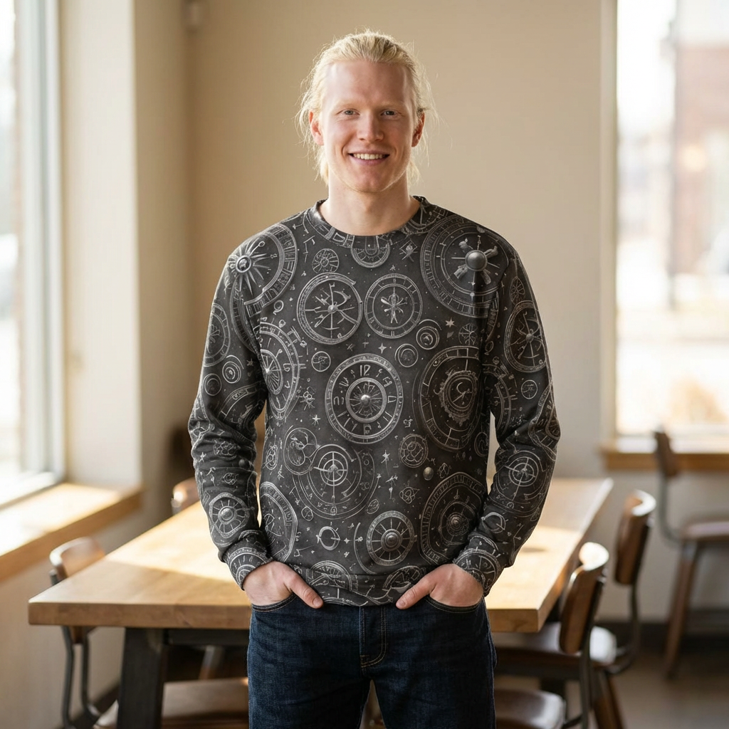 Compass Gear Sweatshirt — Vintage Nautical Steampunk All-Over Print