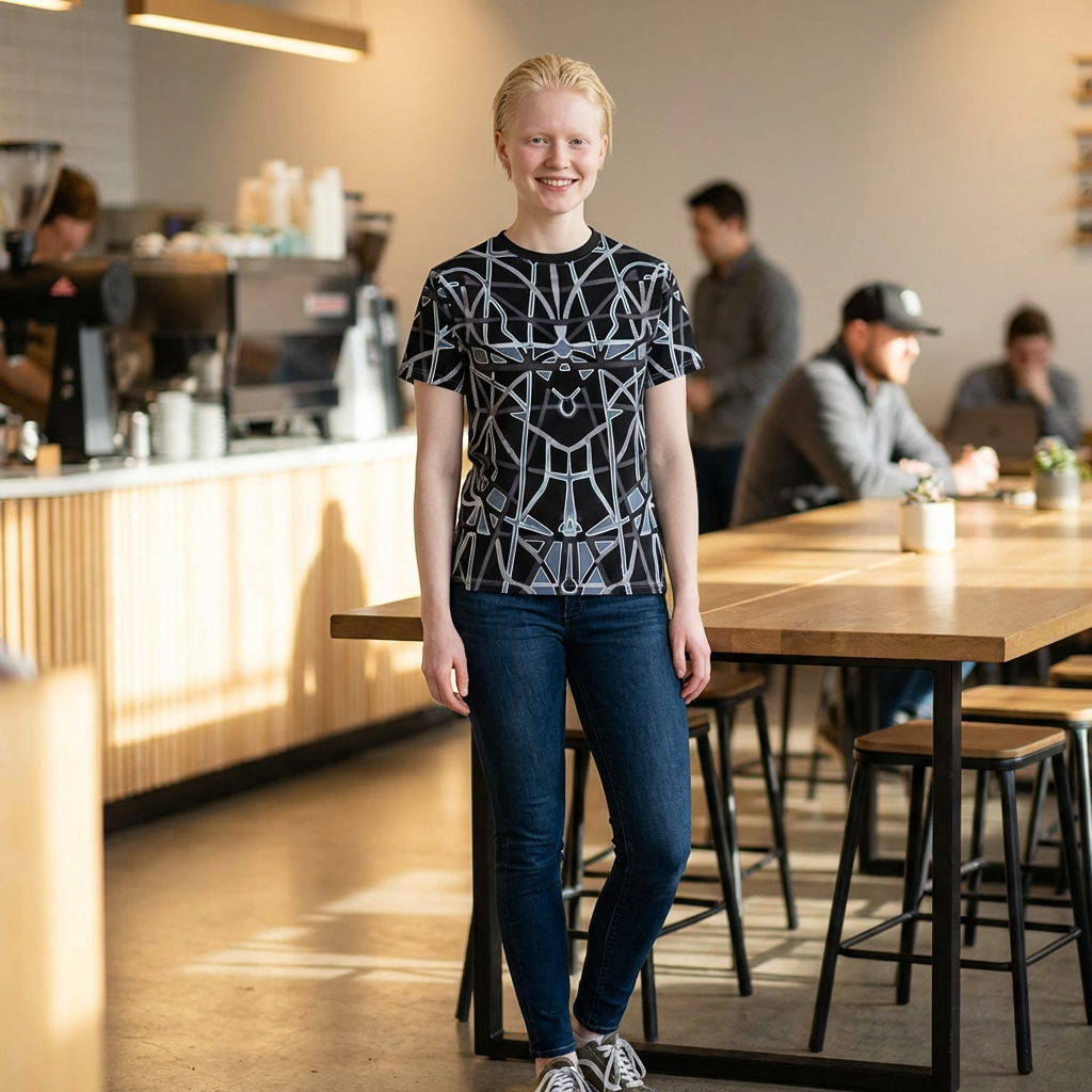 Abstract Geometric Web All-Over Print Tee