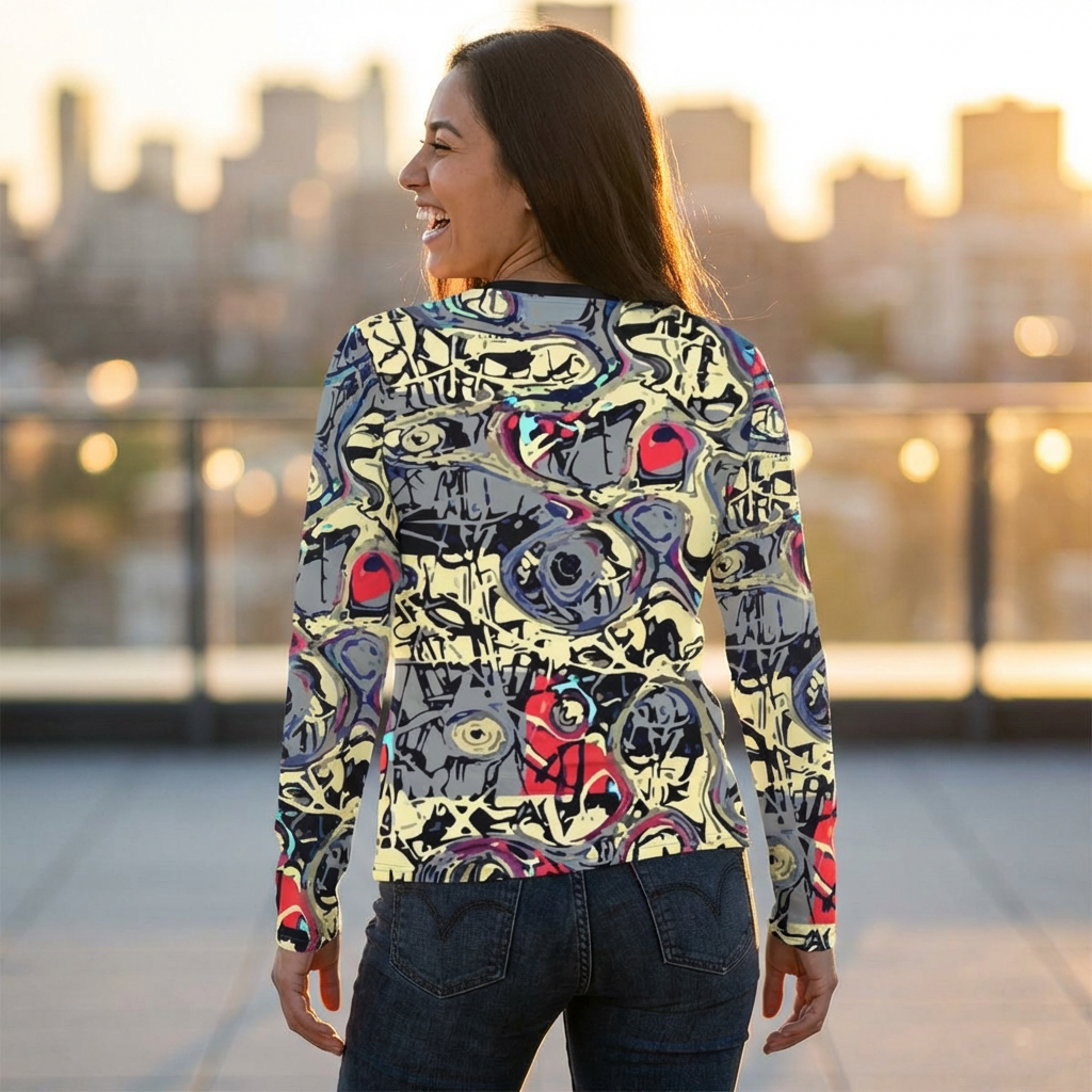 Abstract Graffiti V-Neck Long Sleeve