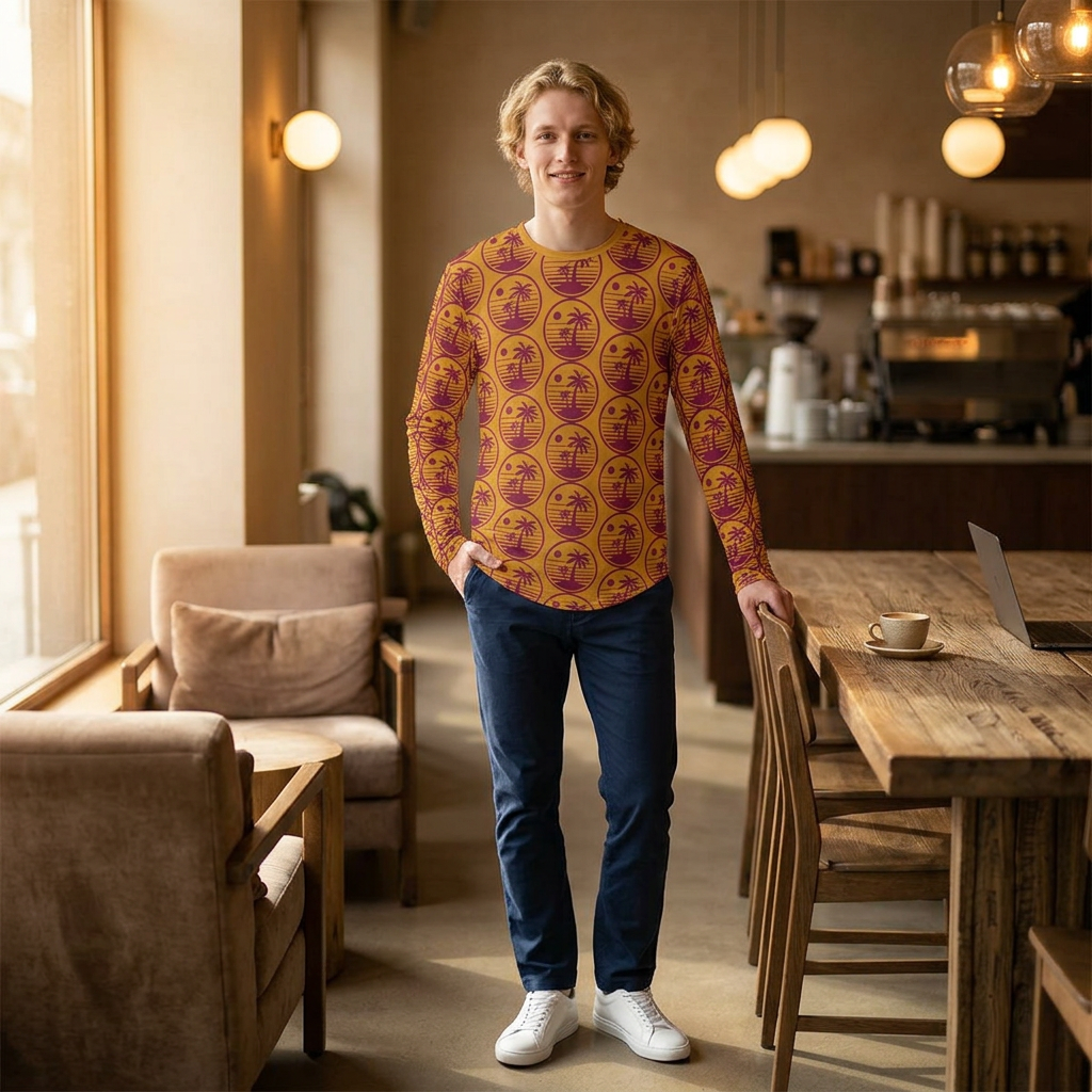 UV Protective Shirt UPF 50+ — Retro Sunset Palm Pattern
