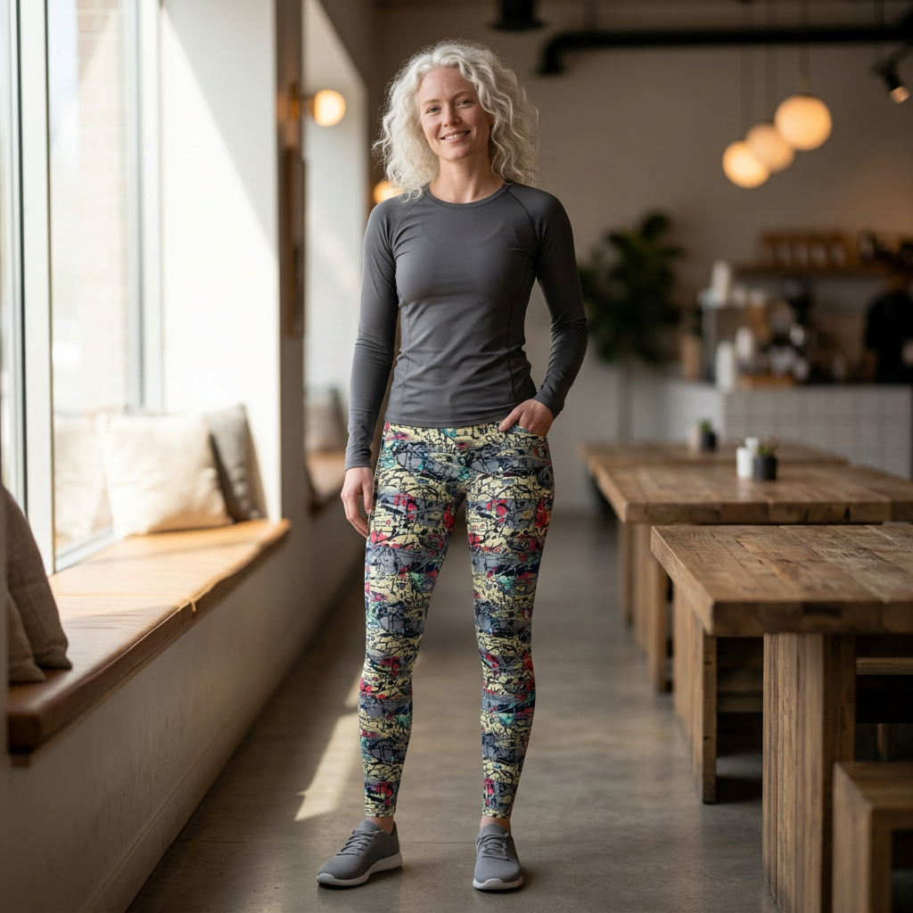 Abstract Graffiti Print Women's Leggings - Colorful All-Over Pattern