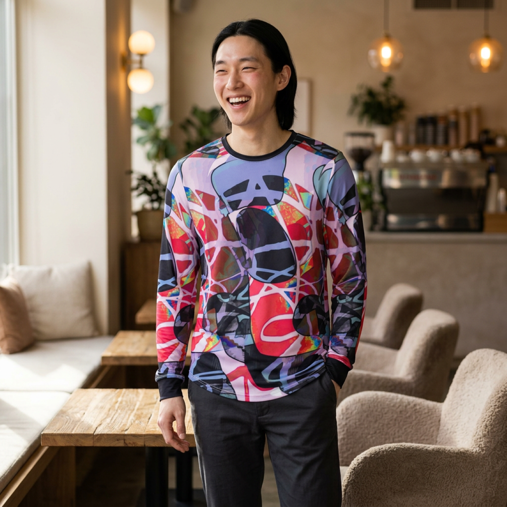 Men's UV Protection Long Sleeve Shirt "UPF 50+" Vibrations (AOP)