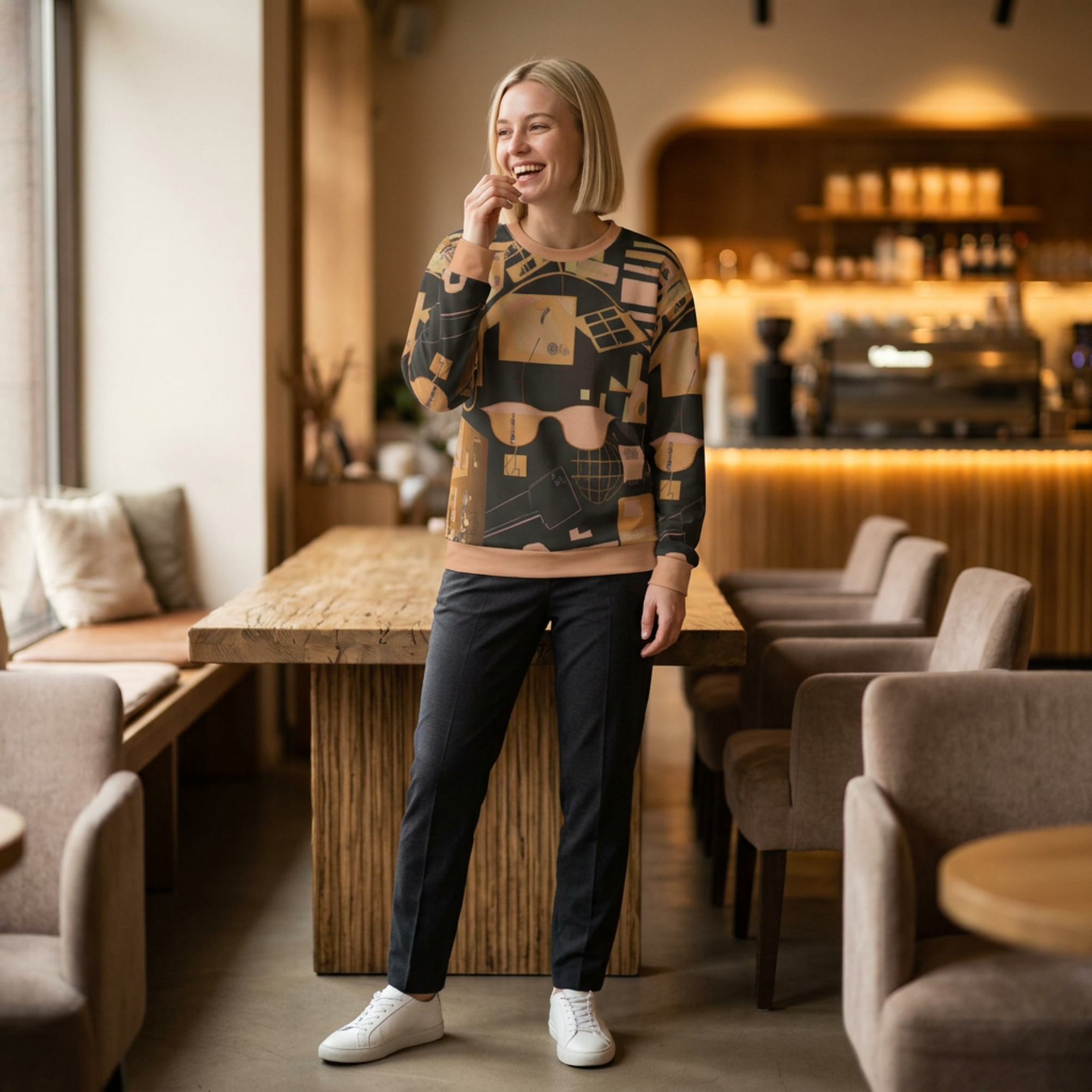 Abstract Retro Tech Graphic Sweatshirt