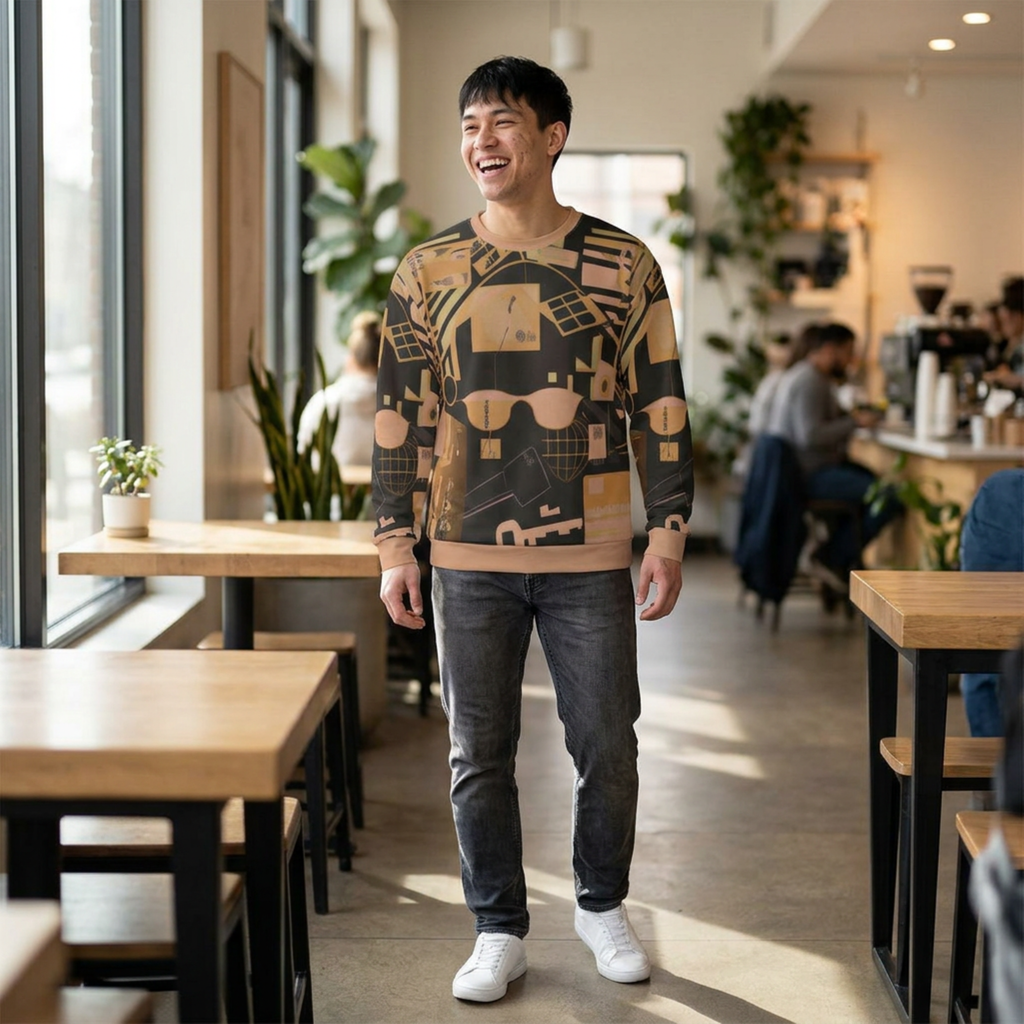 Abstract Retro Tech Graphic Sweatshirt