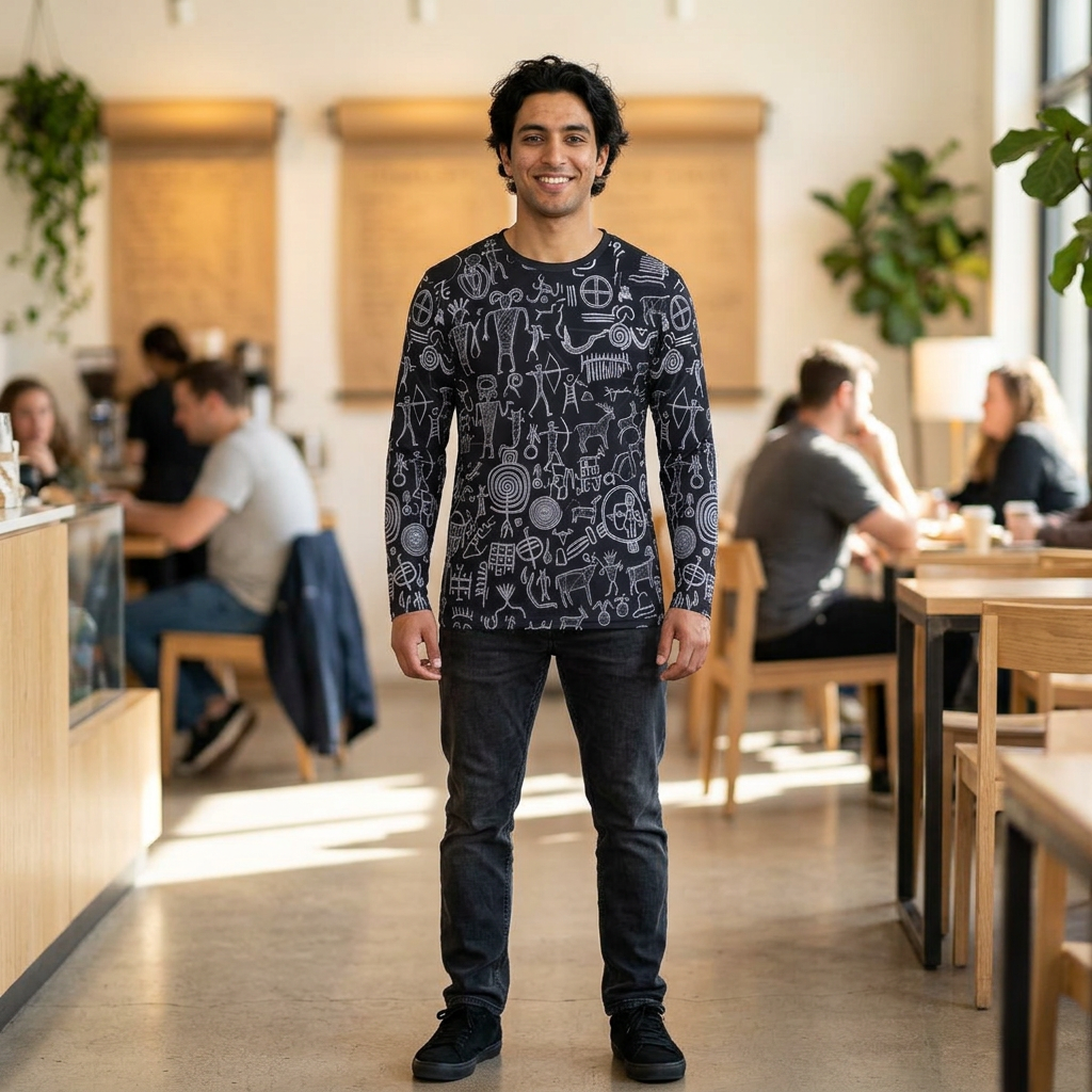 Petroglyph Pattern Long Sleeve Shirt