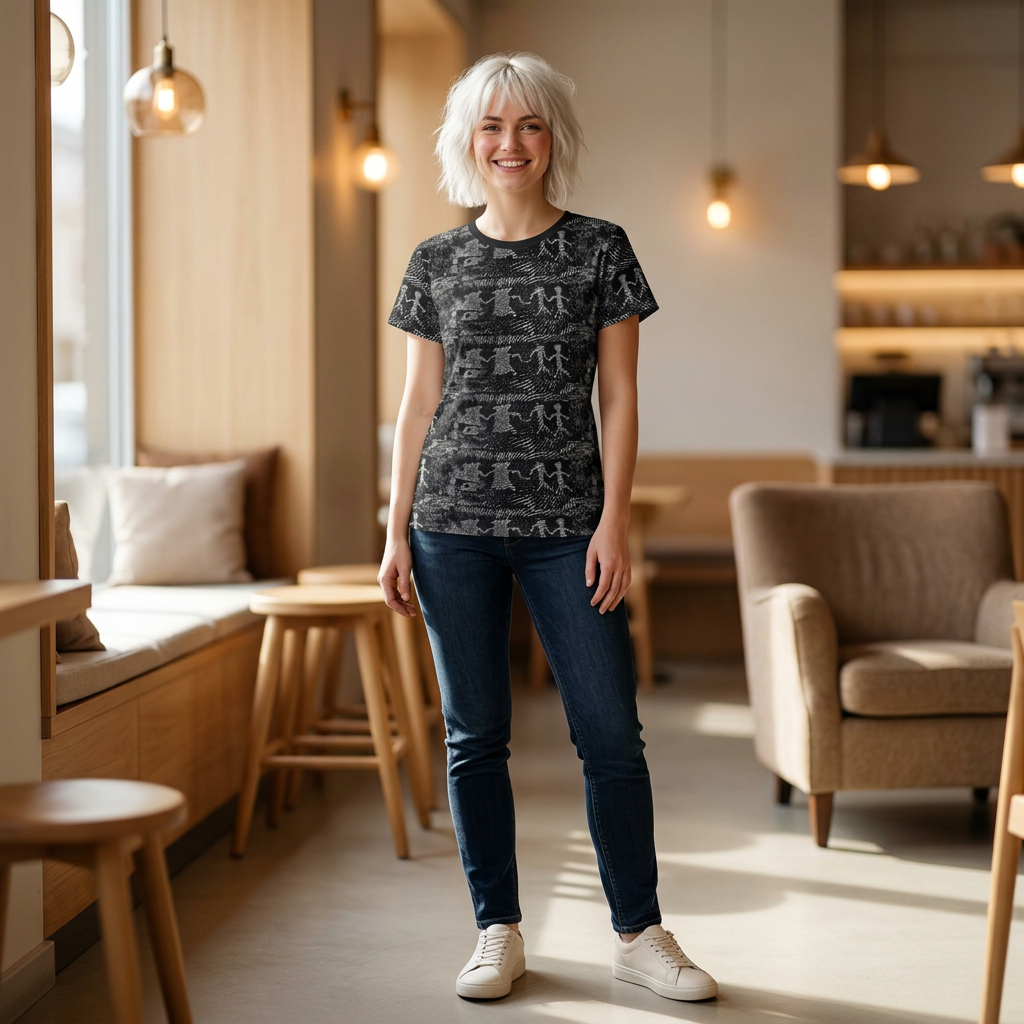 Stone Age Petroglyph Pattern Women's Tee