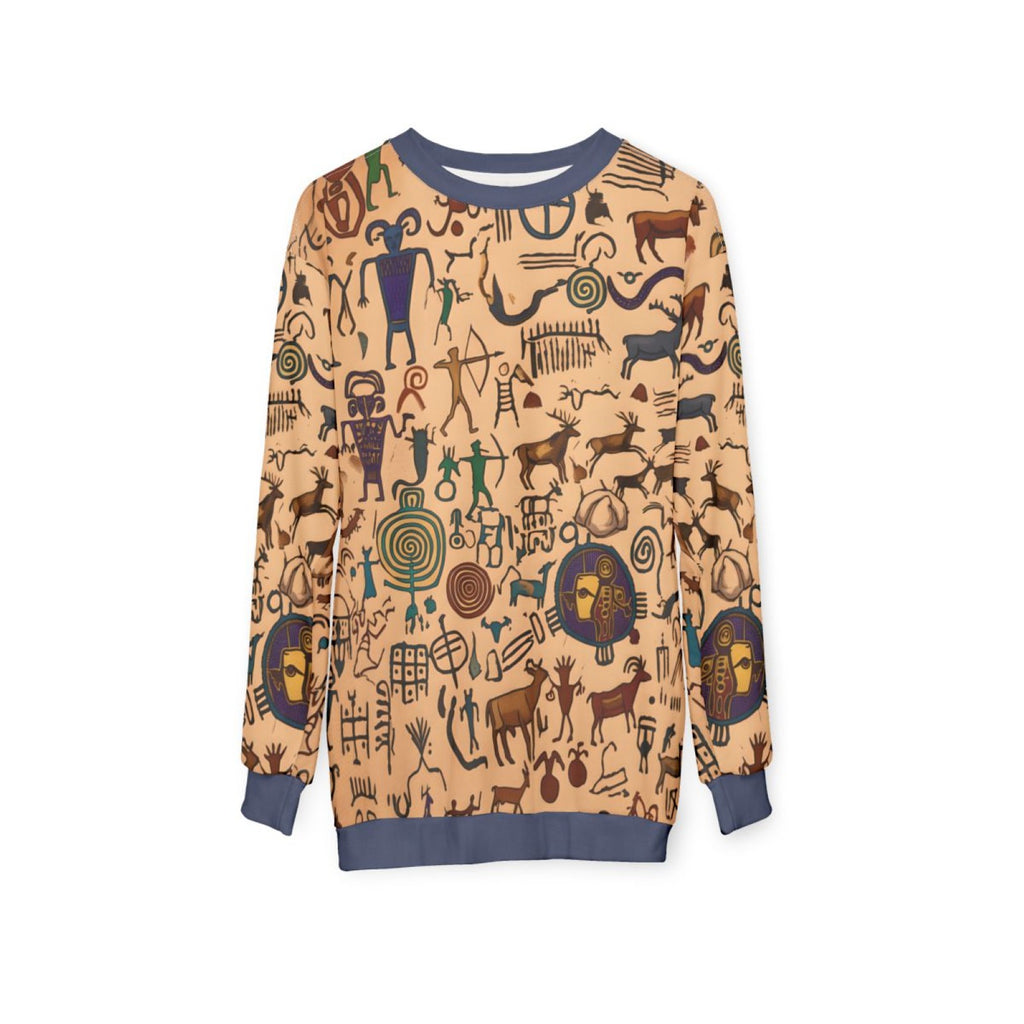 Petroglyph Pattern Sweatshirt – Tribal Rock Art All-Over Print