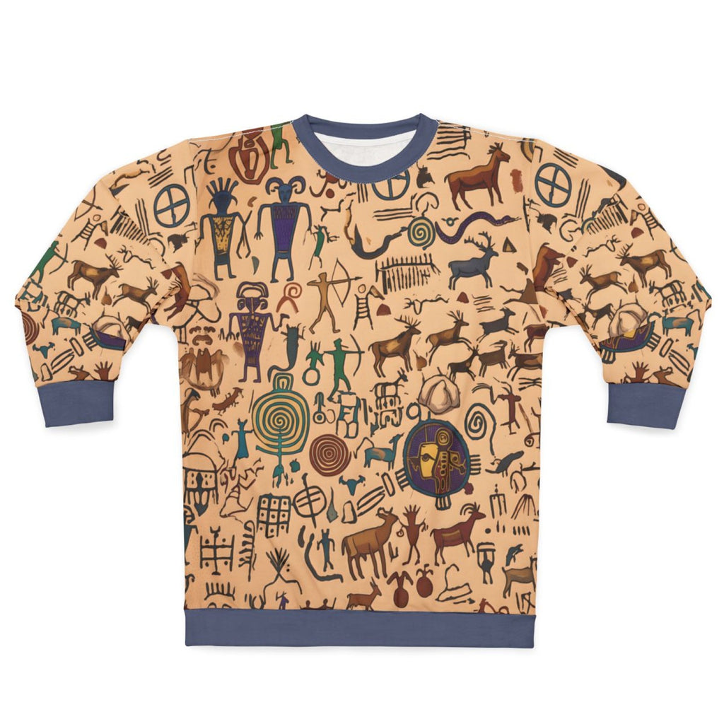 Petroglyph Pattern Sweatshirt – Tribal Rock Art All-Over Print