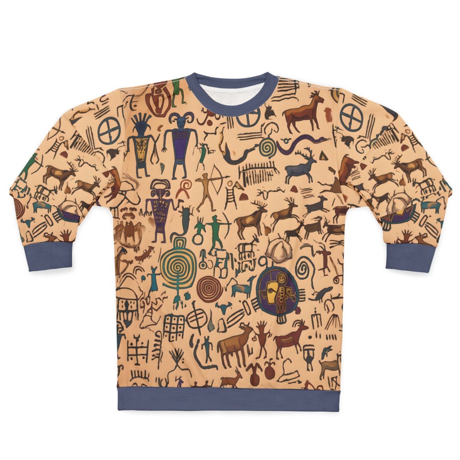 Petroglyph Pattern Sweatshirt – Tribal Rock Art All-Over Print