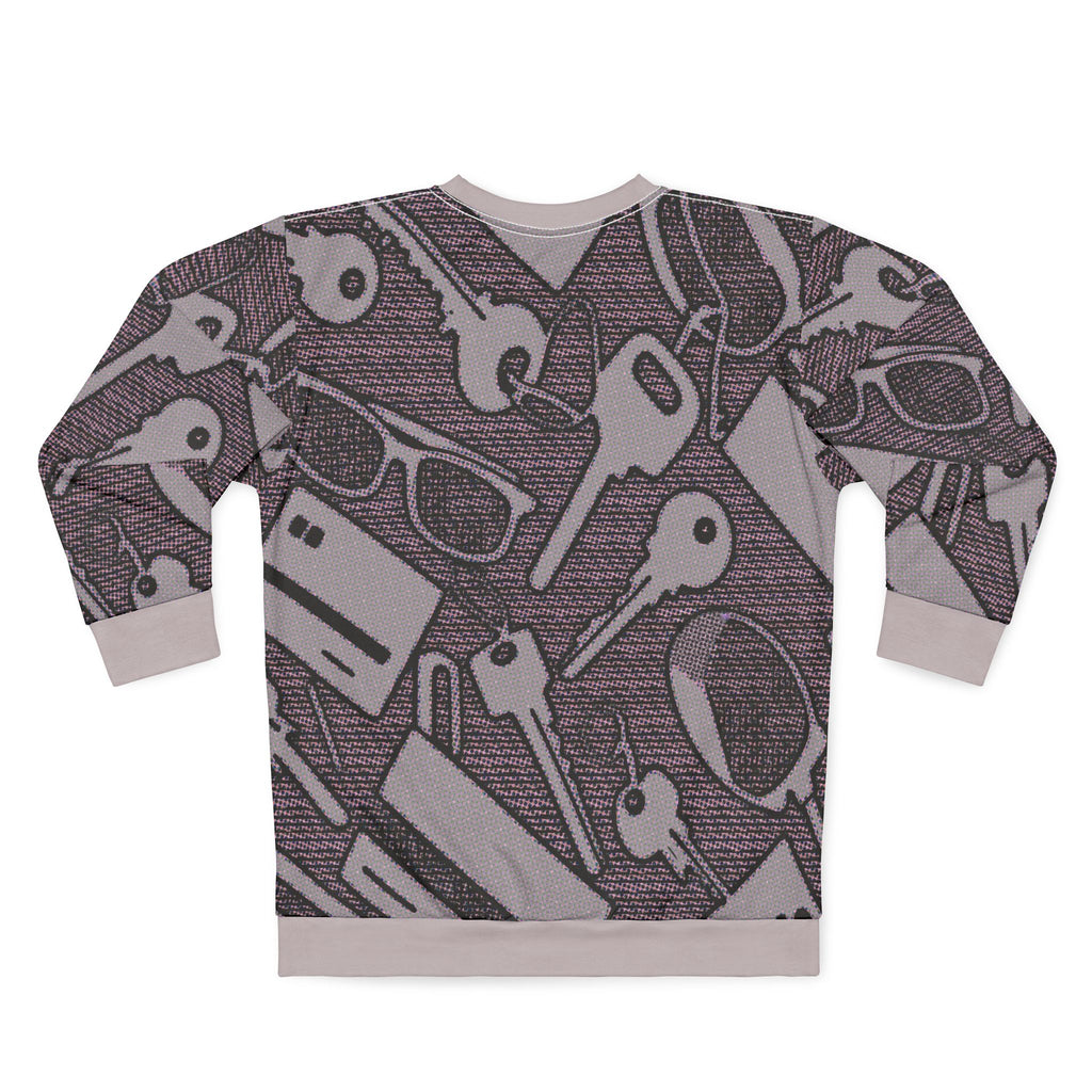 Keys & Glasses Pattern Sweatshirt — All-Over Print Casual Pullover
