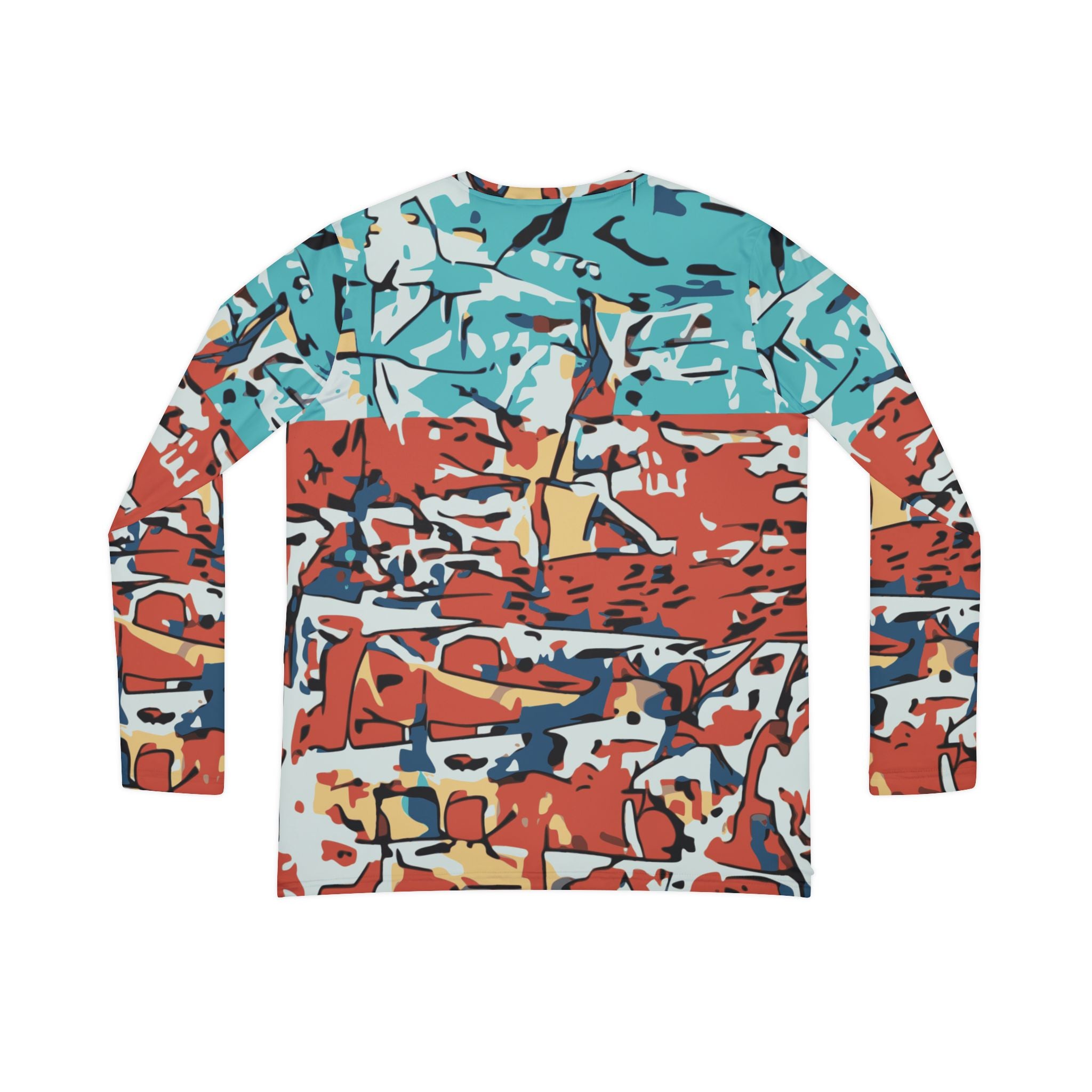 Abstract Coastal Patchwork V-Neck Long Sleeve