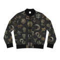 Witchy Symbol Pattern Bomber Jacket — Mystical Moon & Alchemy All-Over Print