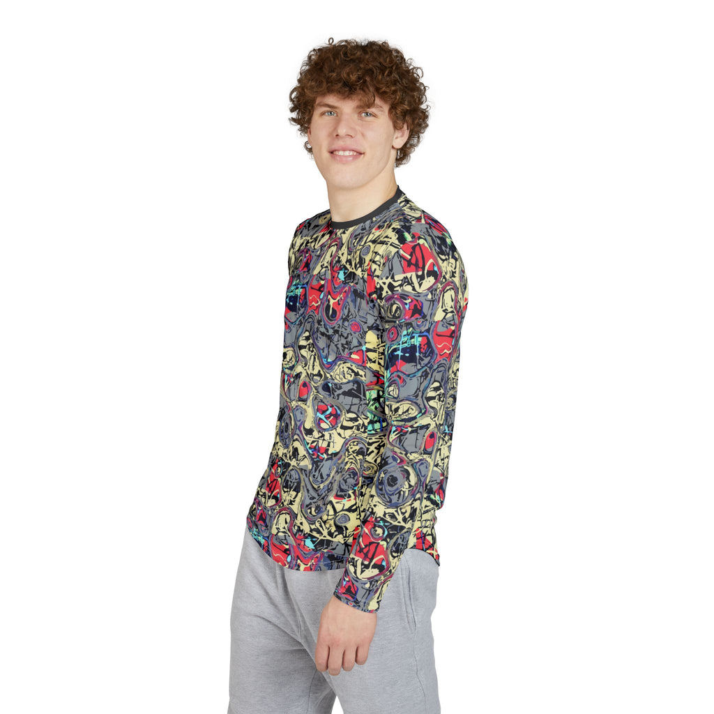 Men's Long Sleeve UV Shirt — "UPF 50+" Abstract Graffiti All-Over Print