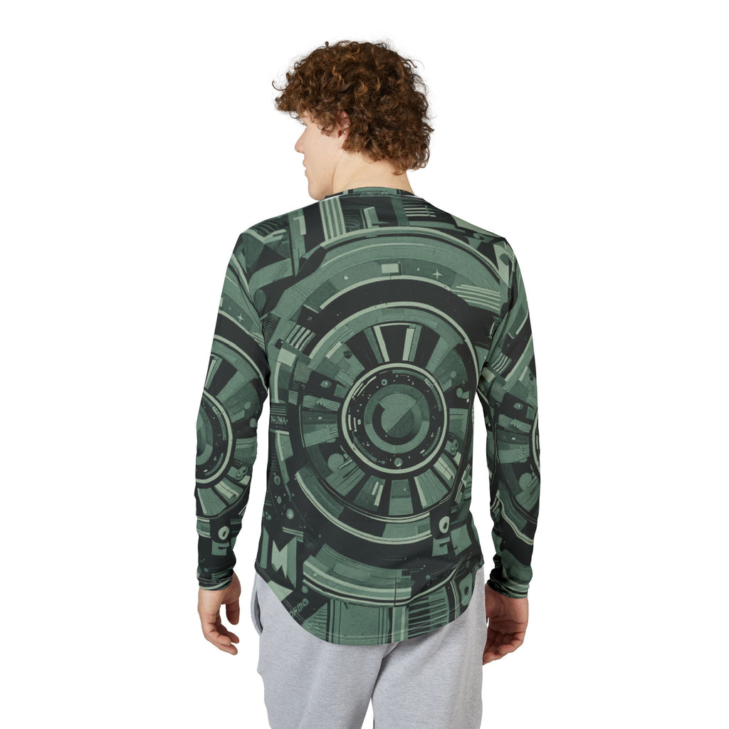 Men's Tech-Pattern UV Long Sleeve Shirt"UPF 50+" protection  — Futuristic Circuit All-Over Print