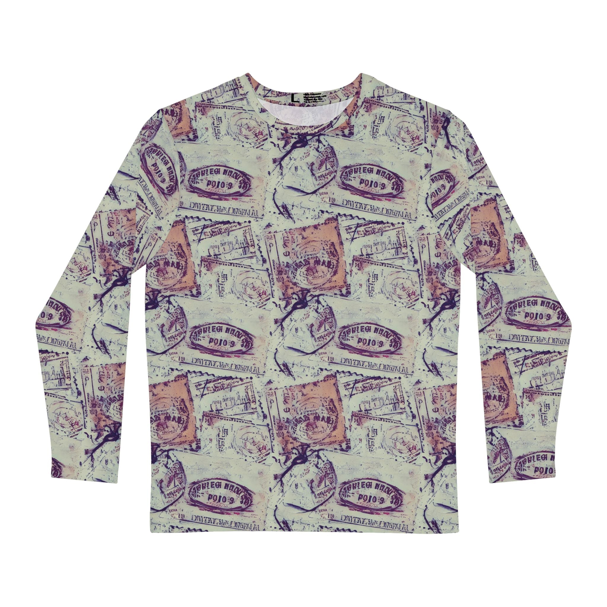 Vintage Passport Stamp All-Over Print Long Sleeve Shirt