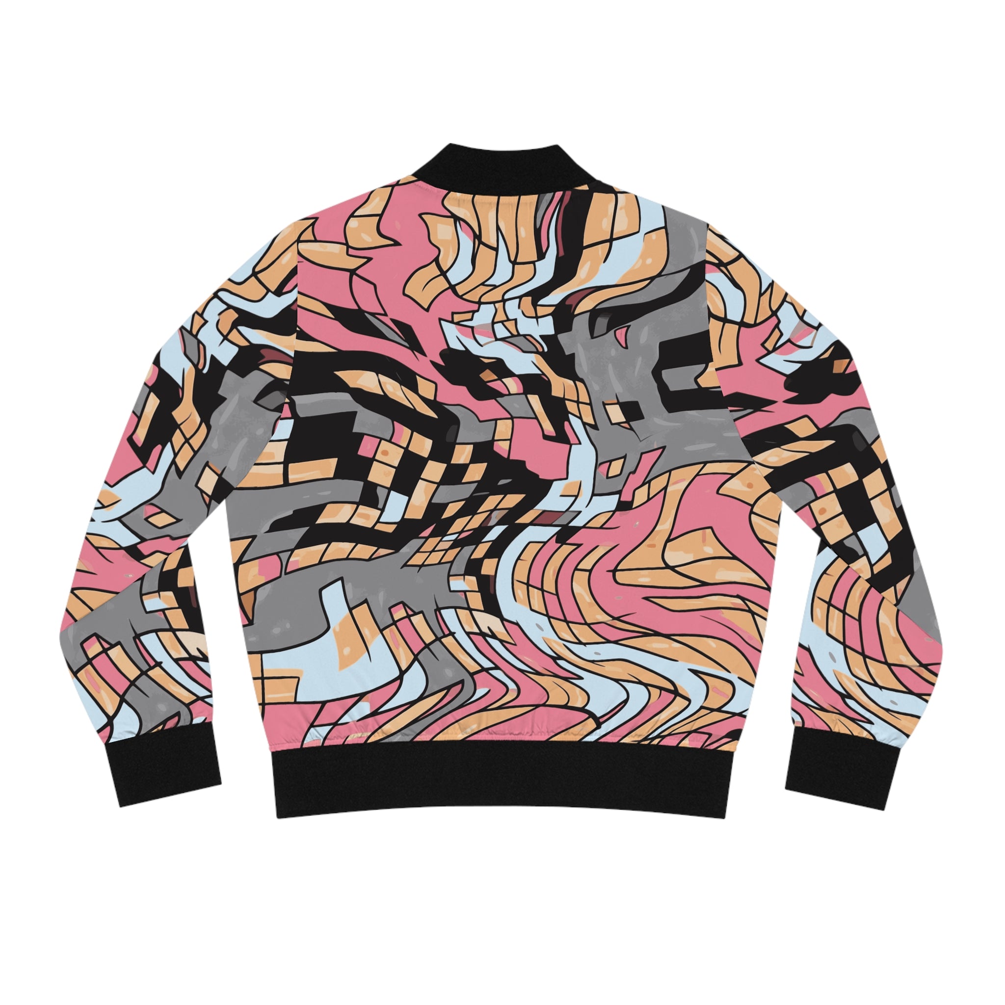Abstract Wave Pattern Women's Bomber Jacket
