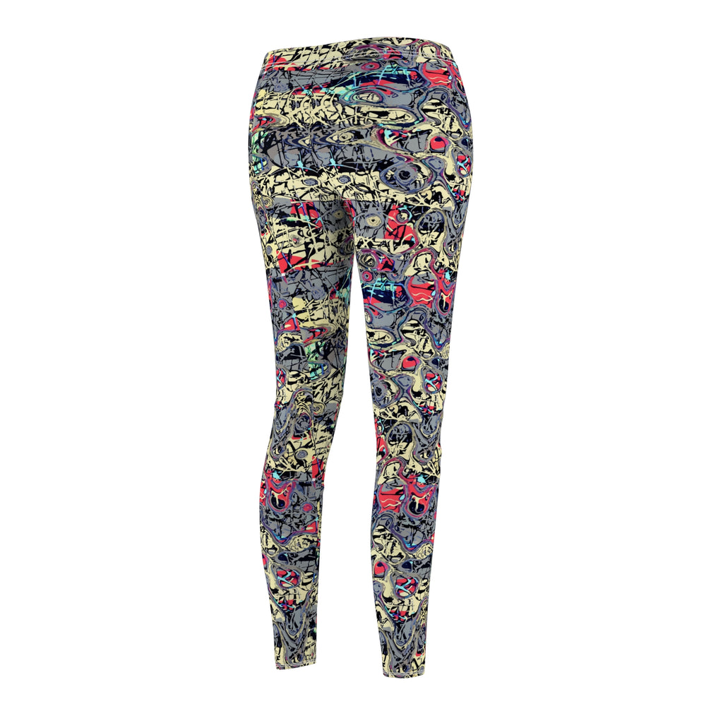 Leggings femme imprimé graffiti abstrait - motif intégral coloré