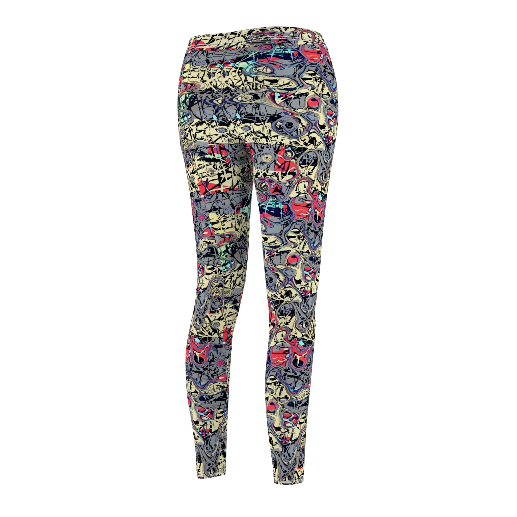 Abstract Graffiti Print Women's Leggings - Colorful All-Over Pattern