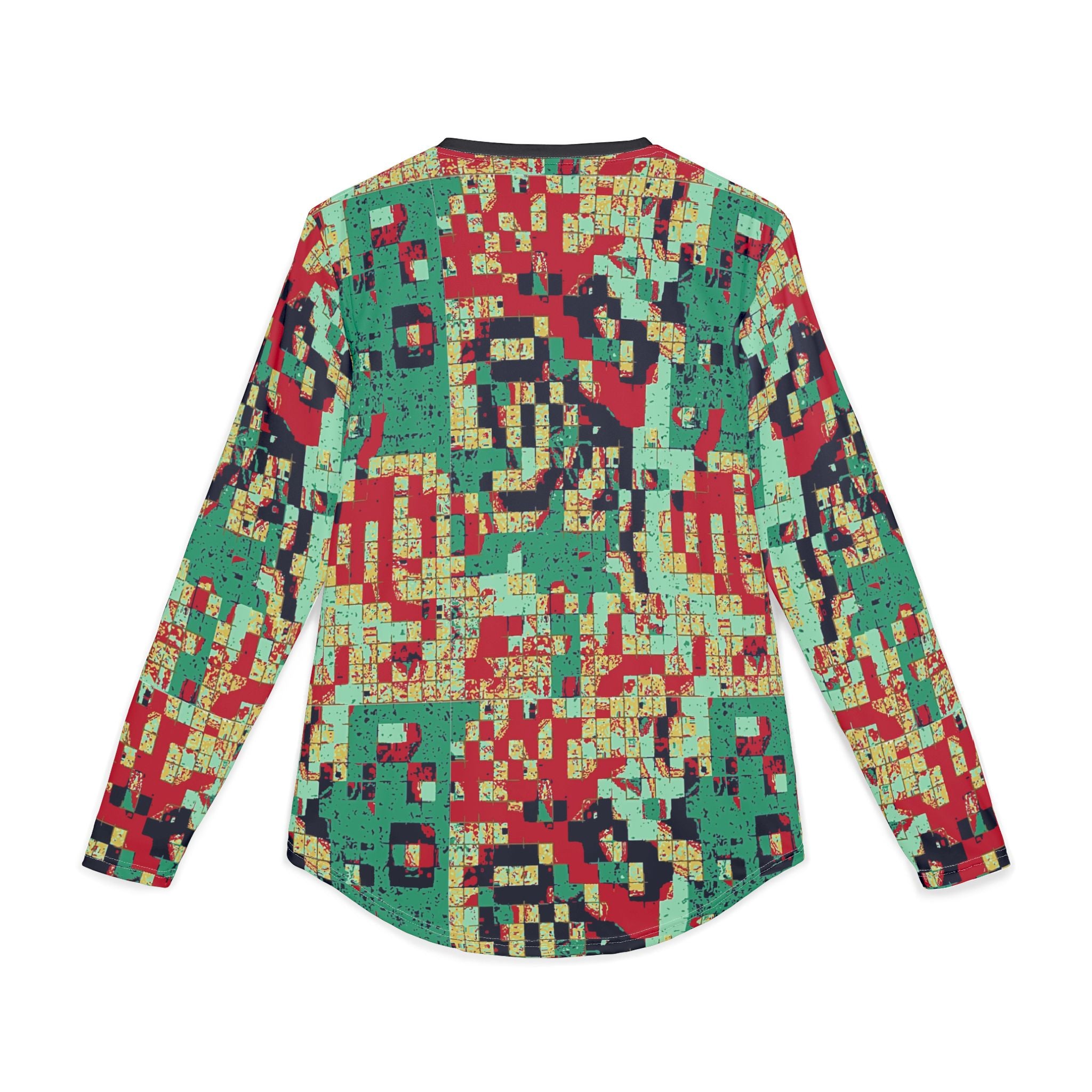 Men's UV Long Sleeve Shirt — "UPF 50+" Abstract Pixel Mosaic Print