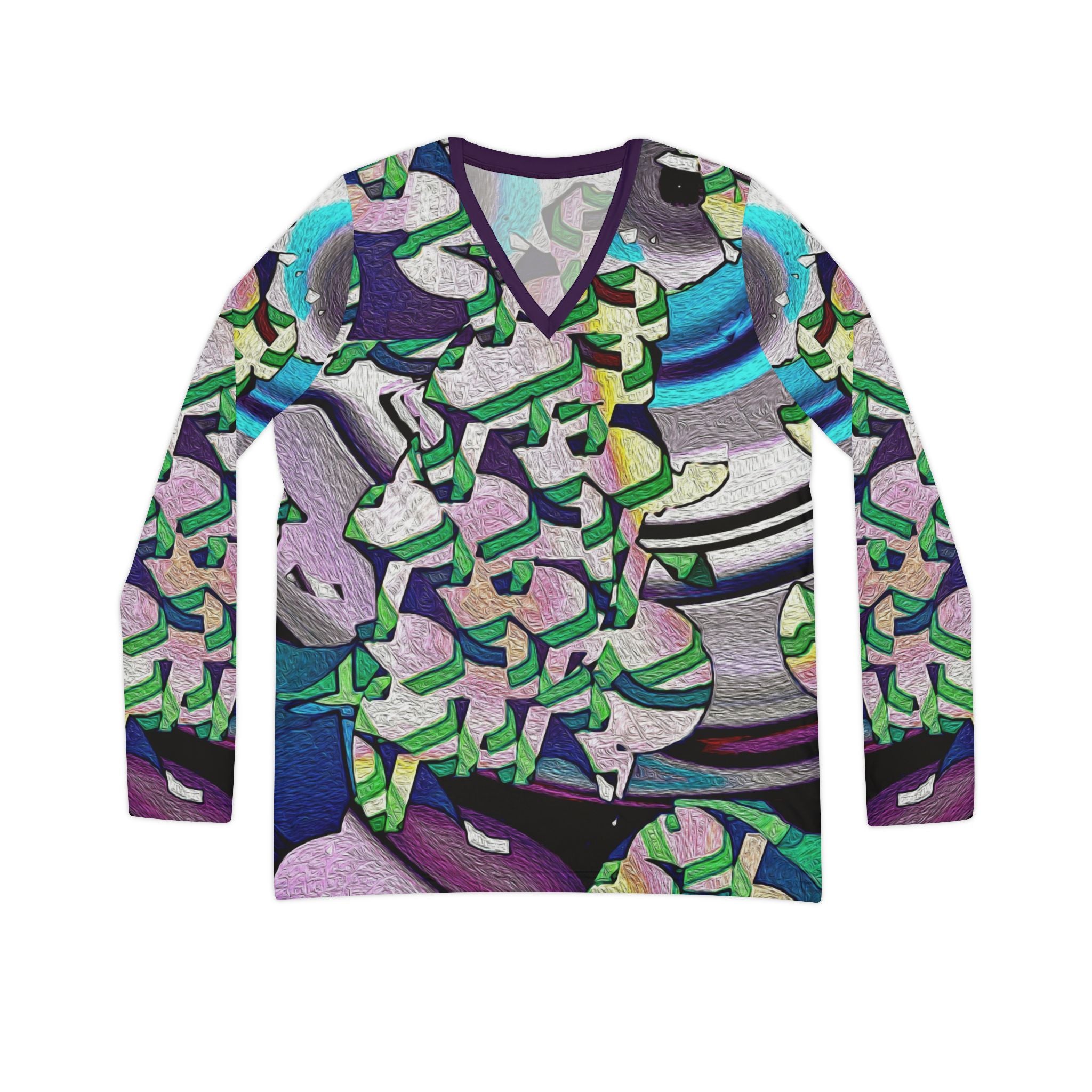Women's Long Sleeve V-neck Shirt (AOP)