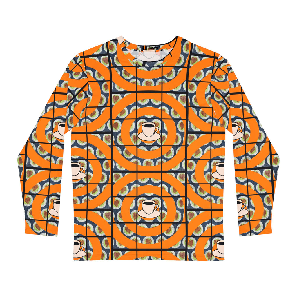 Retro Orange Lion Pattern Long Sleeve Shirt