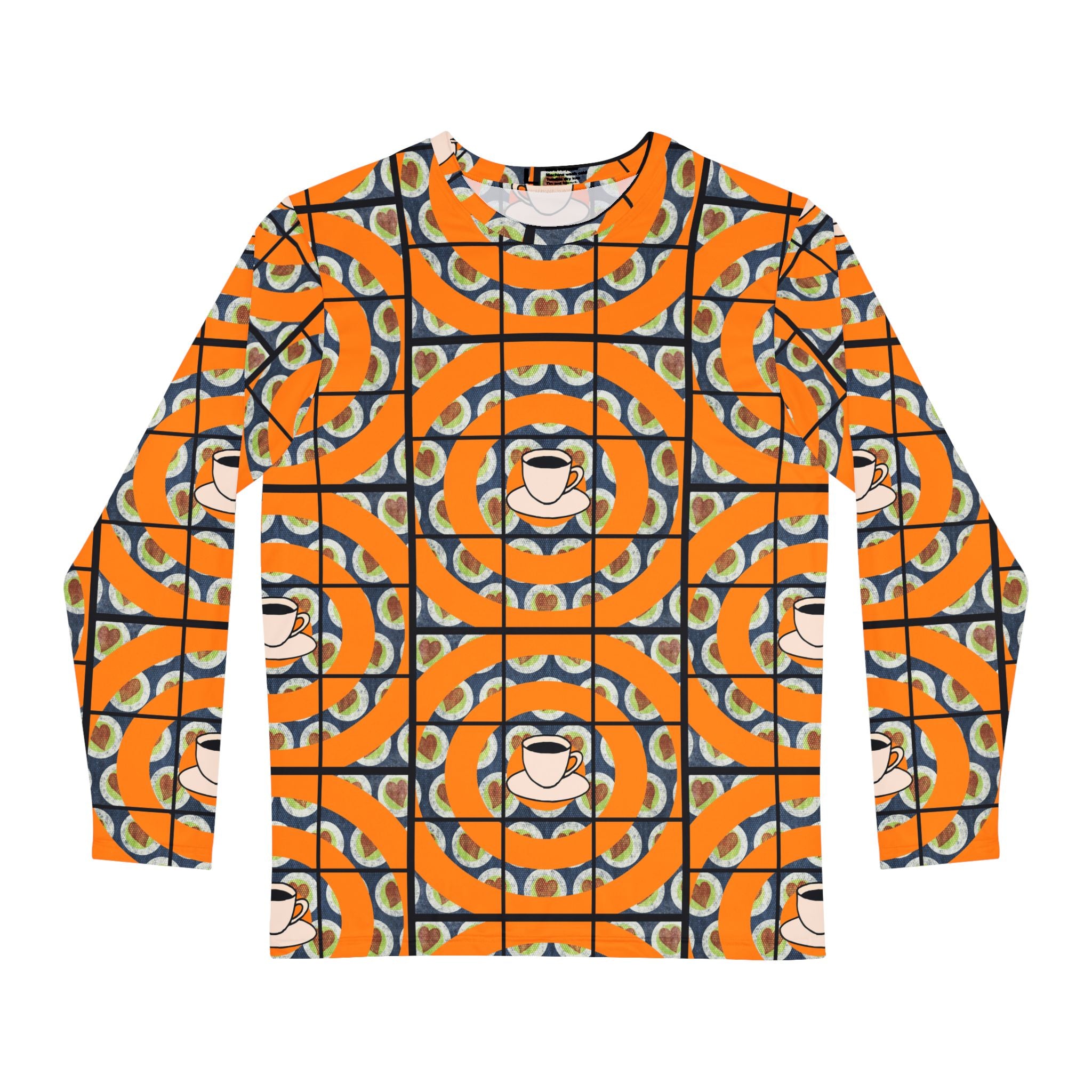 Retro Orange Lion Pattern Long Sleeve Shirt