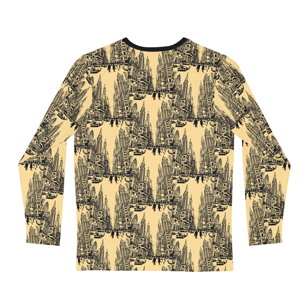 Long Sleeve Shirt — Vintage Cityscape All-Over Print