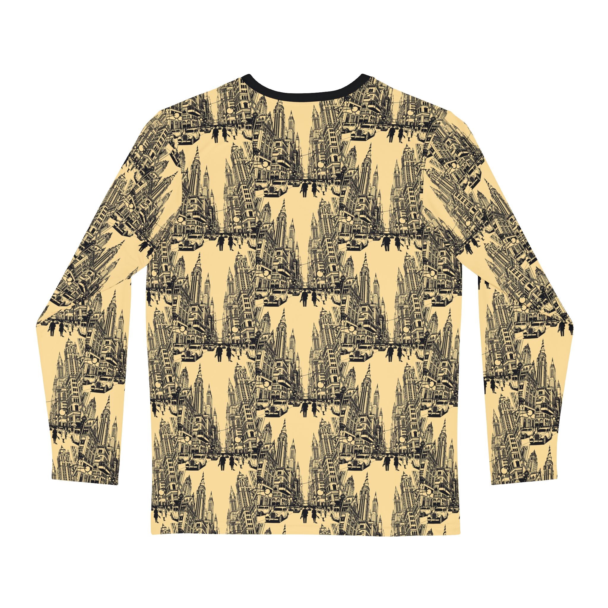 Long Sleeve Shirt — Vintage Cityscape All-Over Print